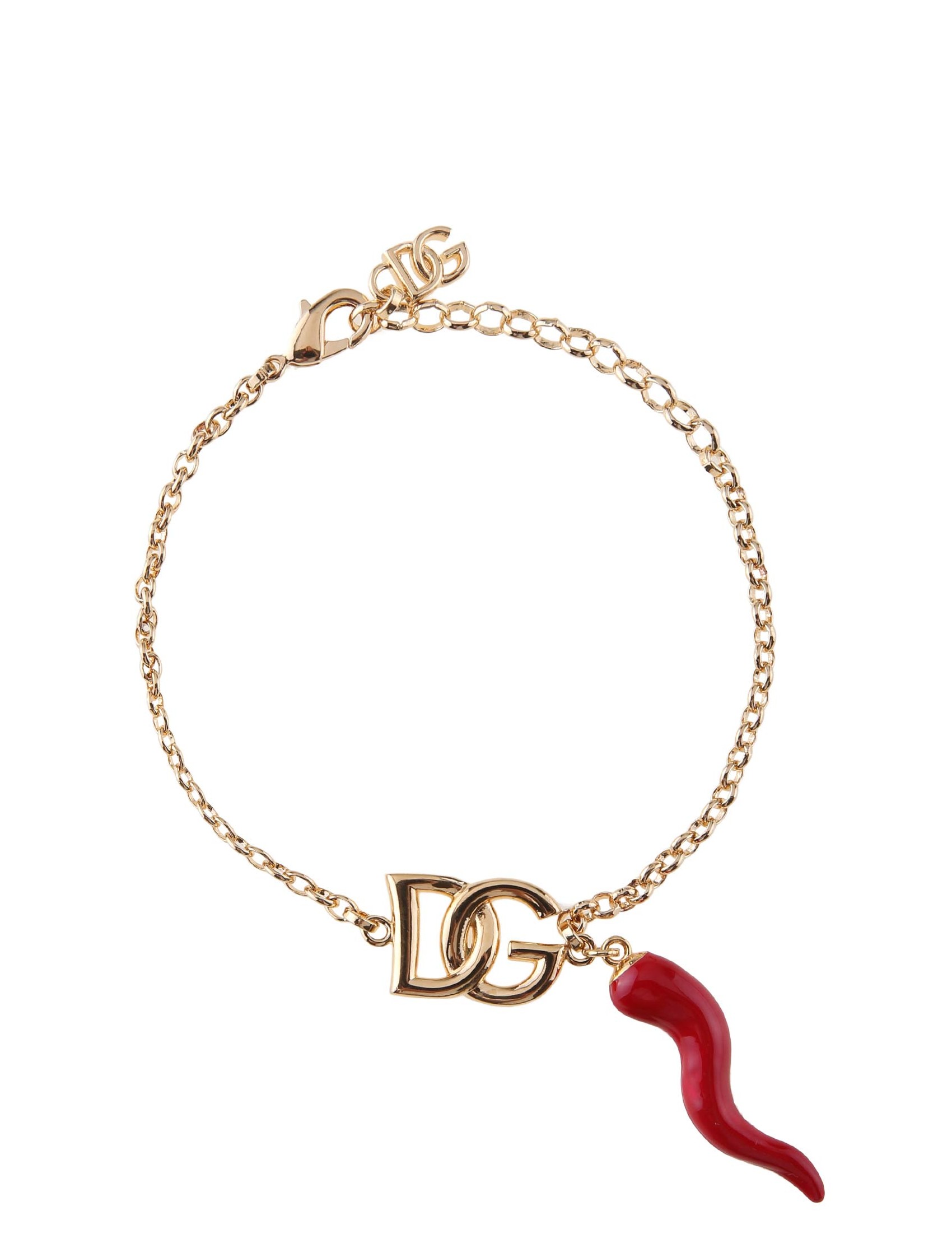 DOLCE E GABBANA BRACCIALE CON LOGO DG E CHARM CORNETTO