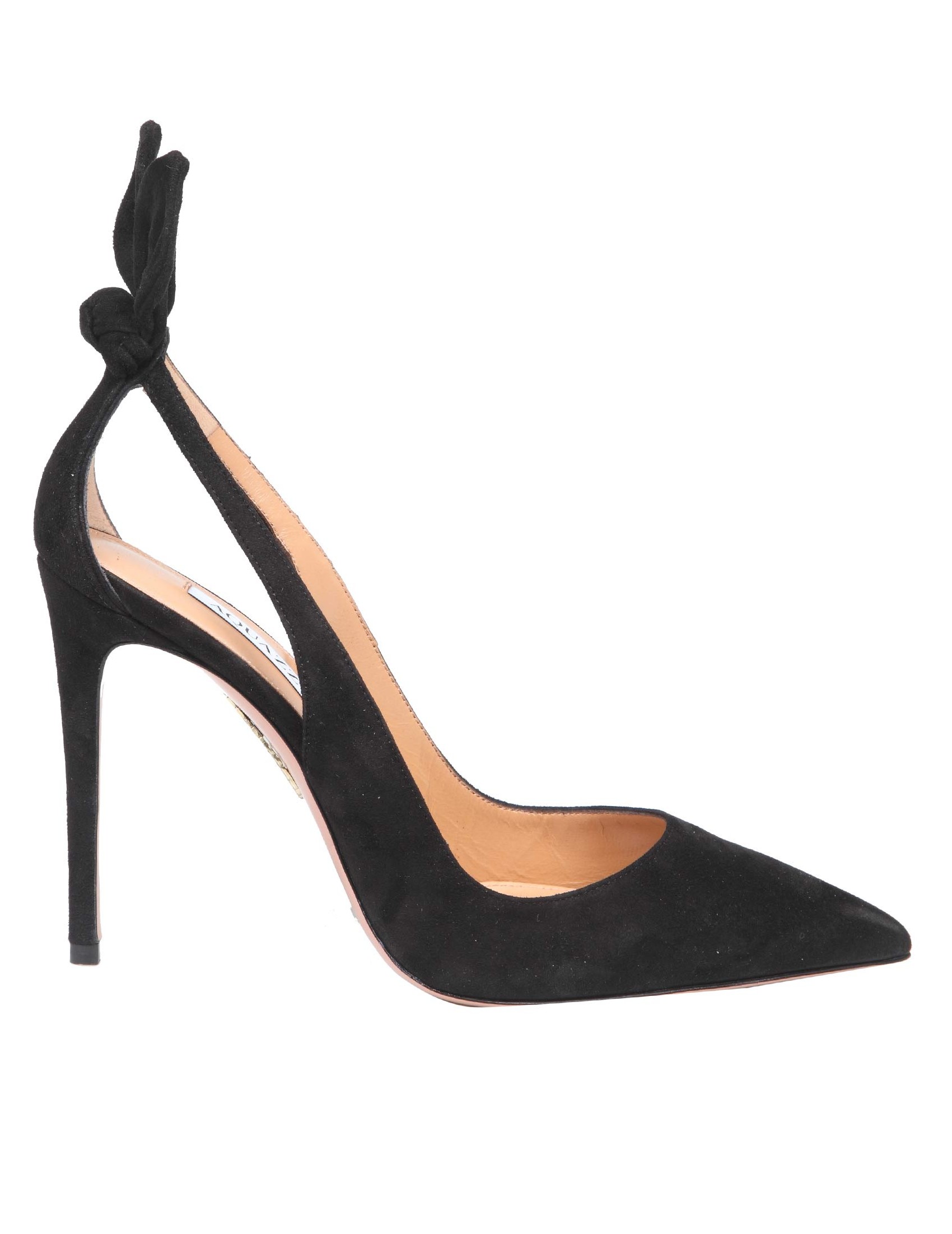 AQUAZZURA DENEUVE PUMP 105 IN CAMOSCIO NERO