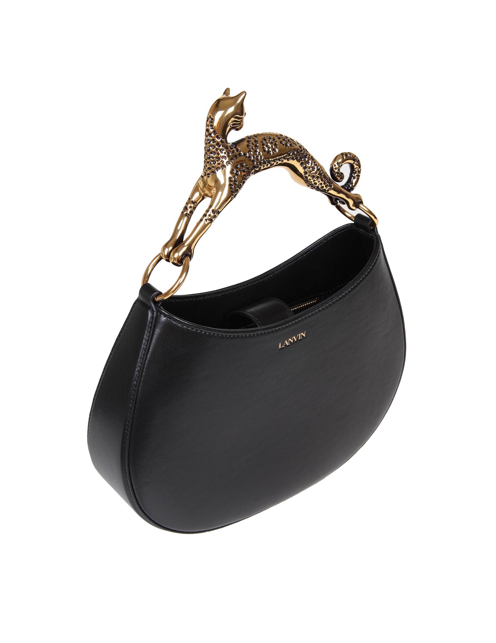 LANVIN HOBO CAT BAG IN BLACK LEATHER