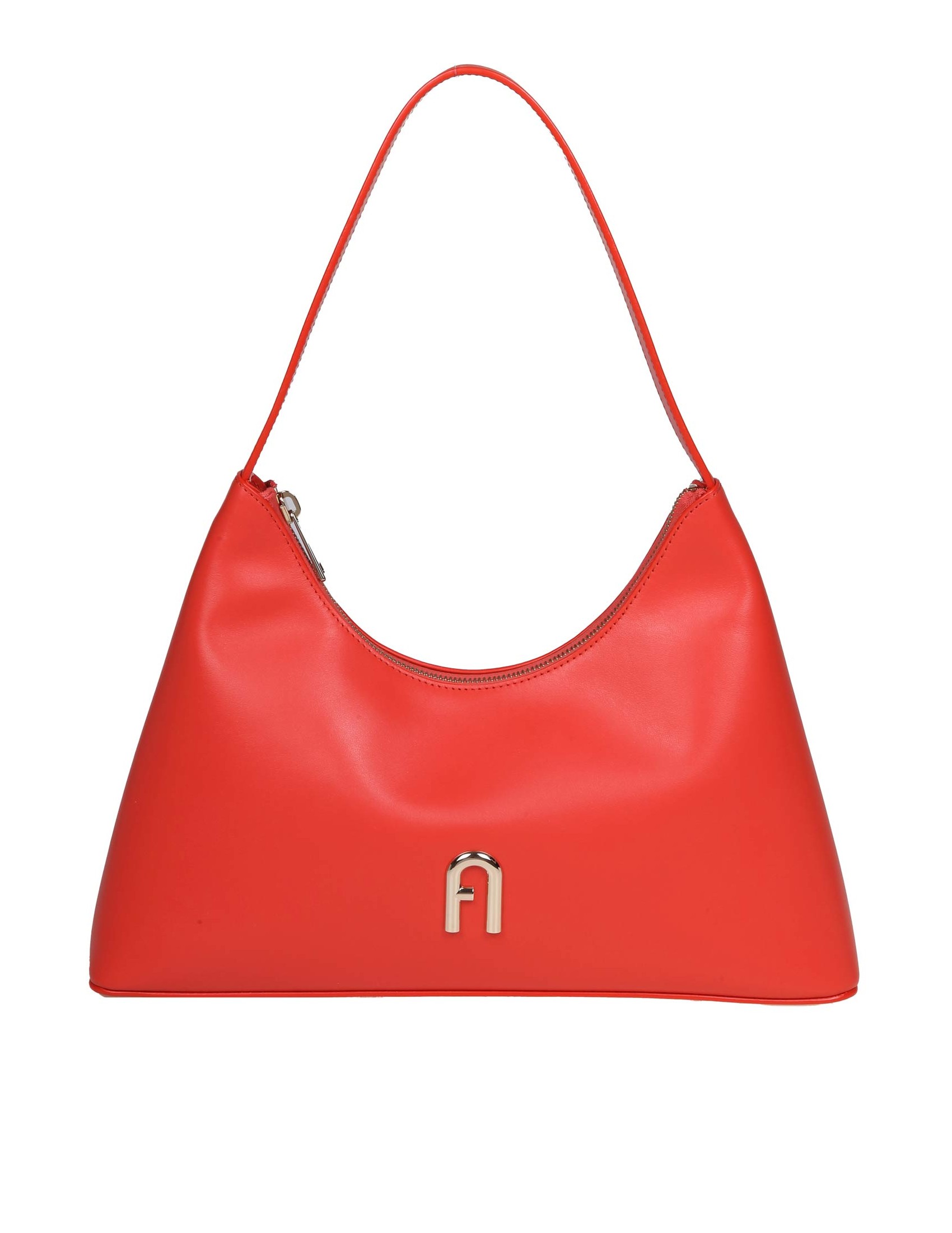 FURLA DIAMOND S SHOULDER BAG IN LOBSTER COLOR LEATHER