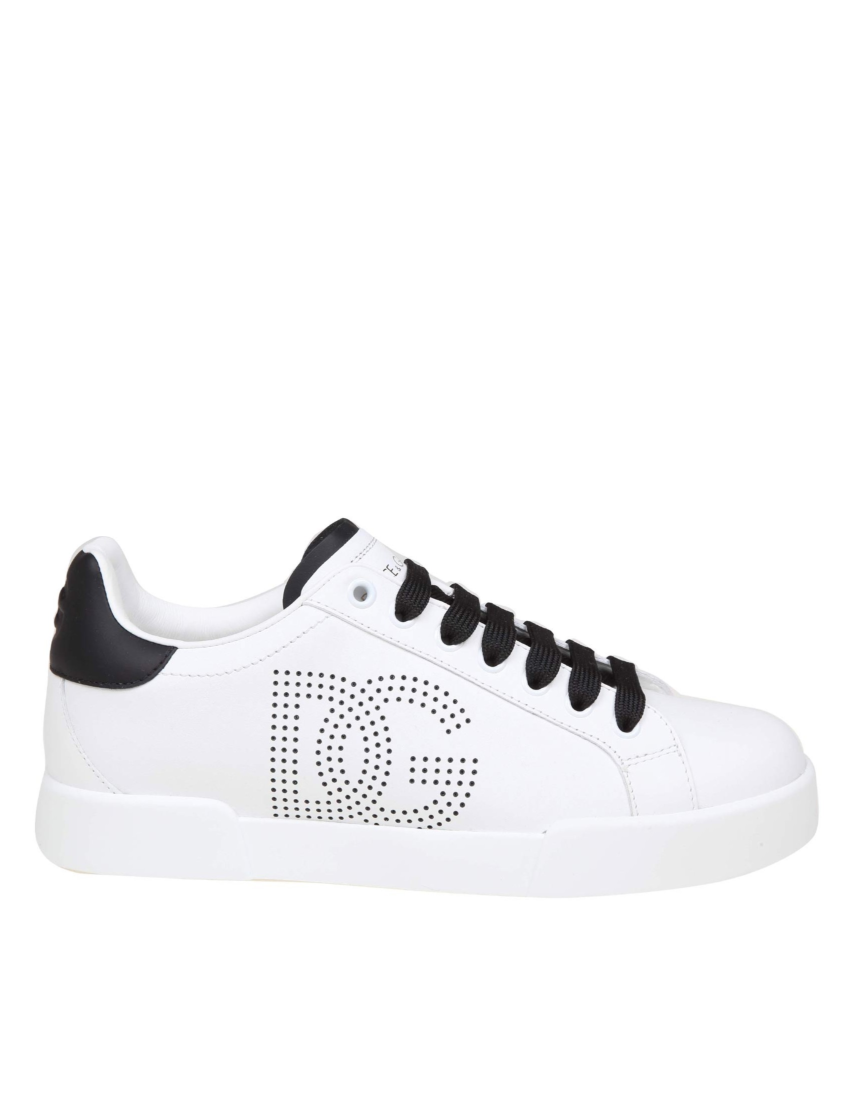 DOLCE & GABBANA PORTOFINO LIGHT SNEAKERS IN BLACK AND WHITE LEATHER