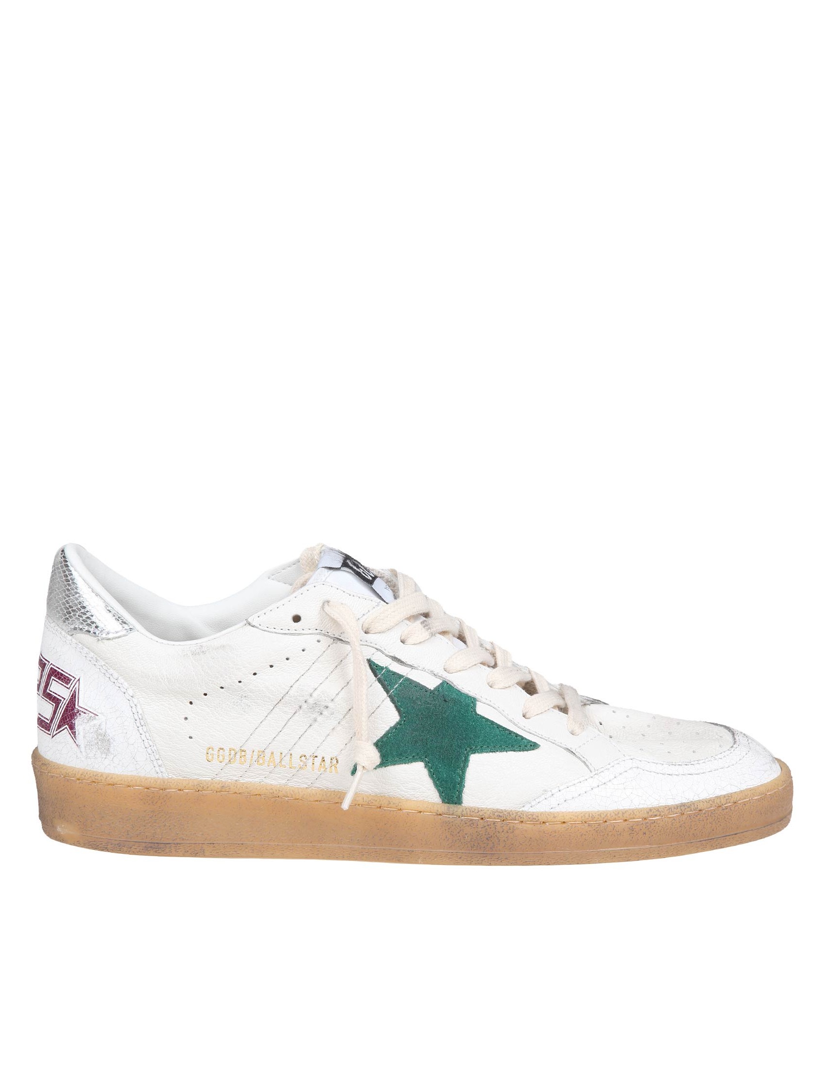 GOLDEN GOOSE BALL STAR IN WHITE AND GREEN NAPPA