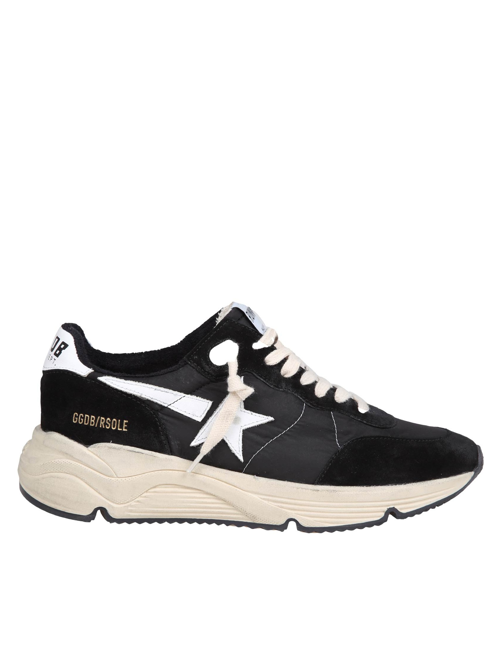 GOLDEN GOOSE RUNNING SUN SNEAKERS IN SUEDE COLOR BLACK/WHITE
