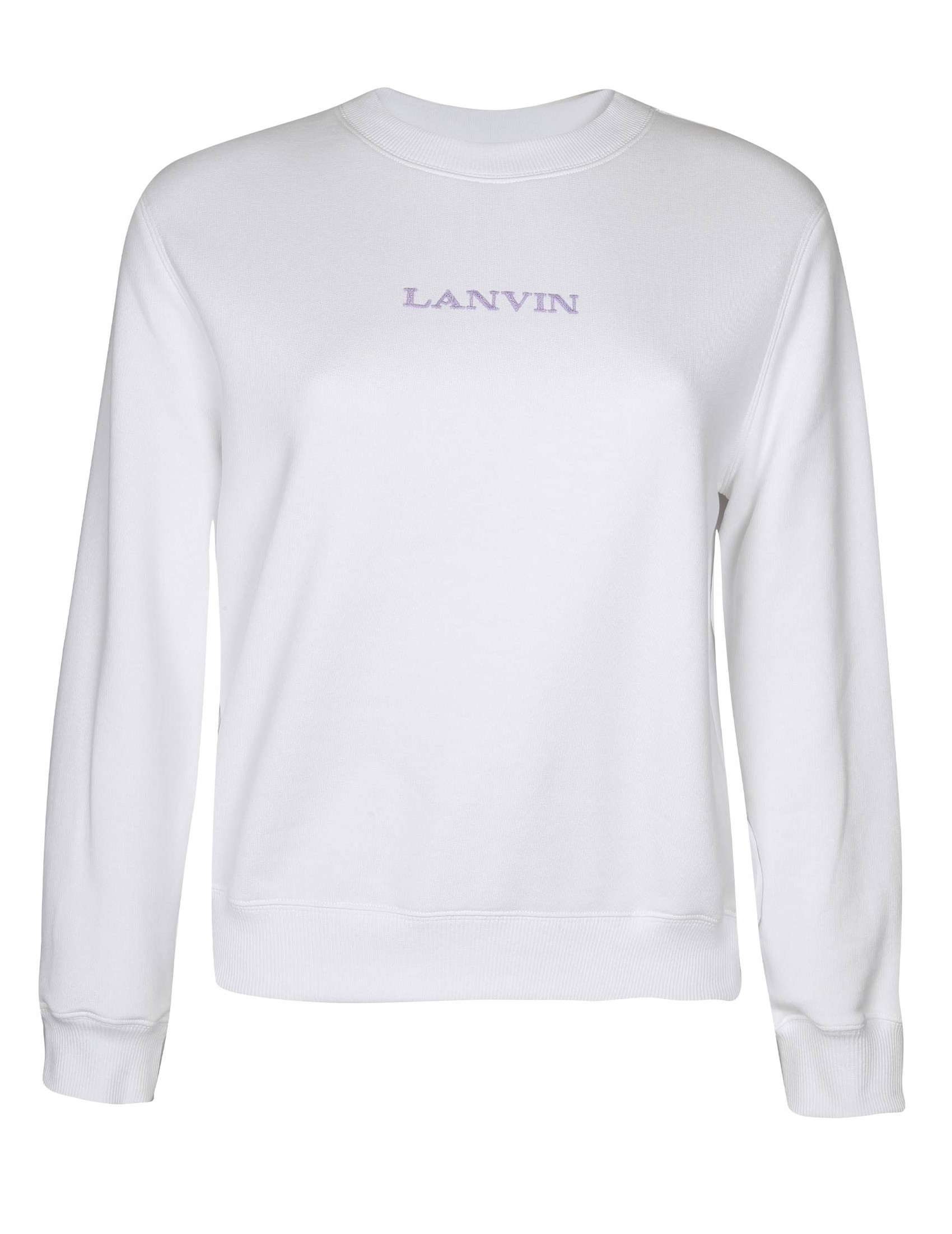 LANVIN COTTON SWEATSHIRT WITH EMBROIDERED LANVIN LOGO, WHITE COLOR