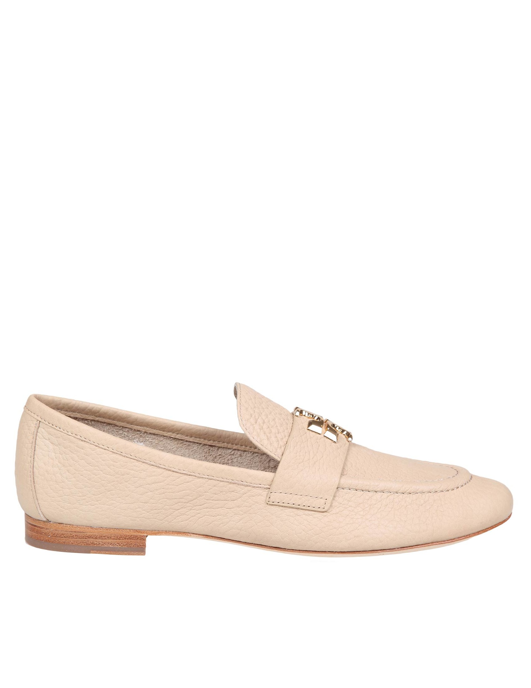 TORY BURCH ELEANOR LOAFERS IN SAND COLOR LEATHER