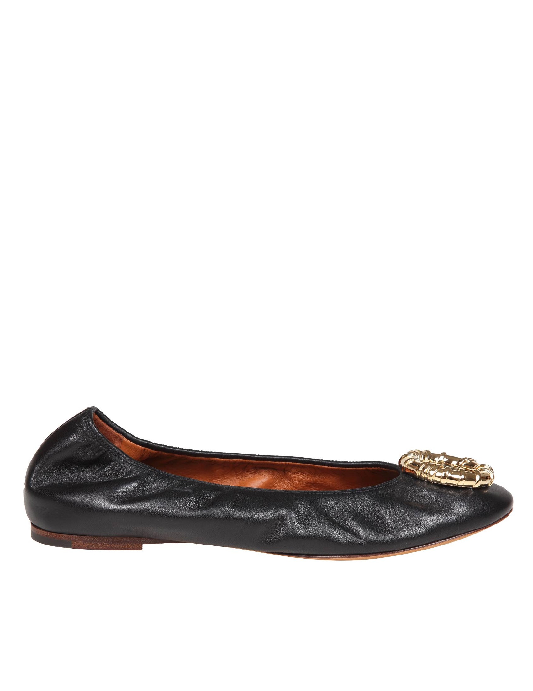 LANVIN NAPPA BALLERINA WITH BLACK BUCKLE