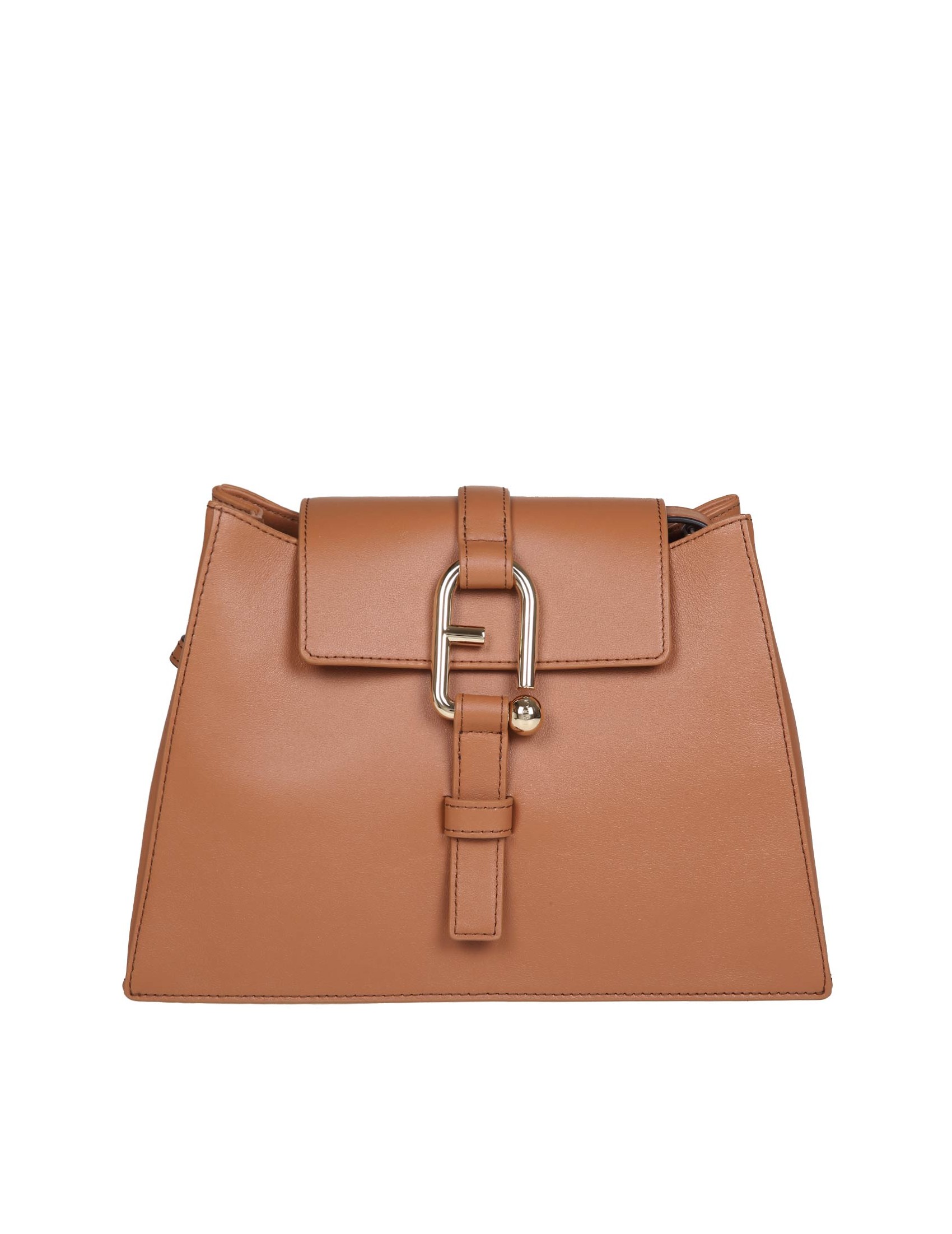 FURLA NUVOLA S SHOULDER BAG IN BRANDY COLOR LEATHER