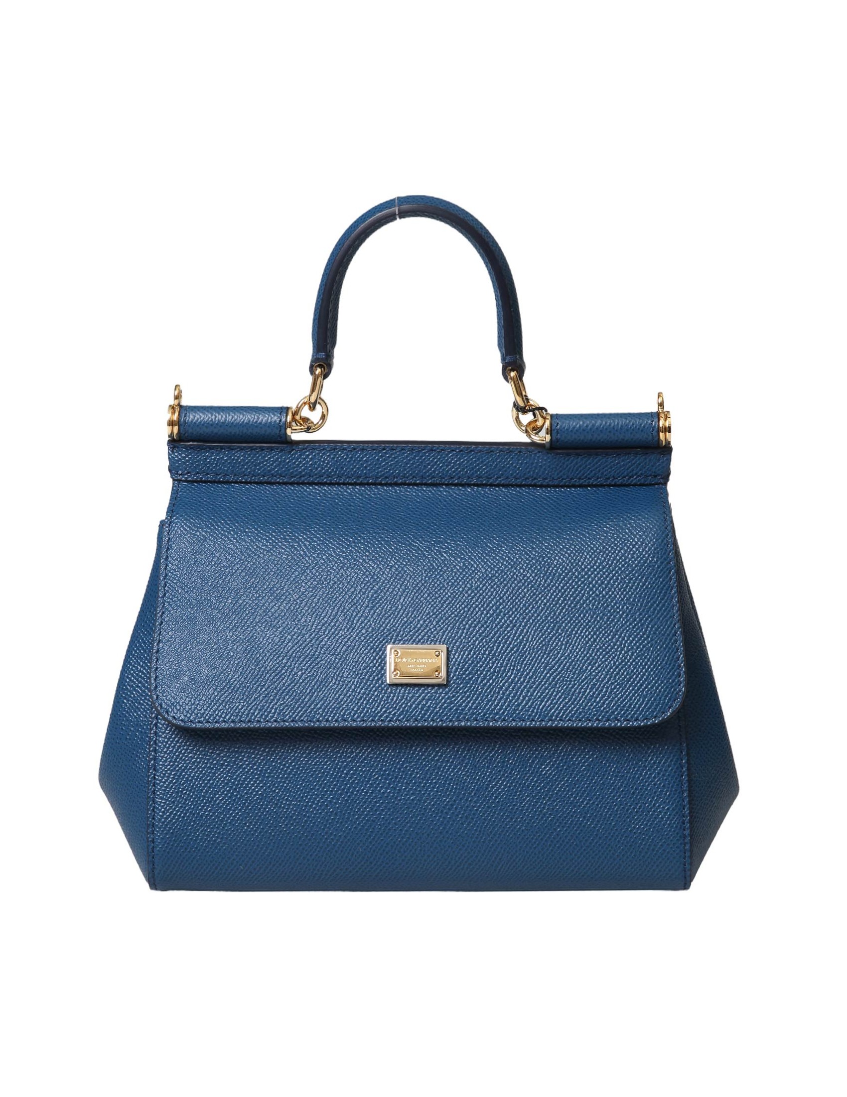 DOLCE & GABBANA SMALL SICILY BAG IN BLU ROYAL DAUPHINE LEATHER