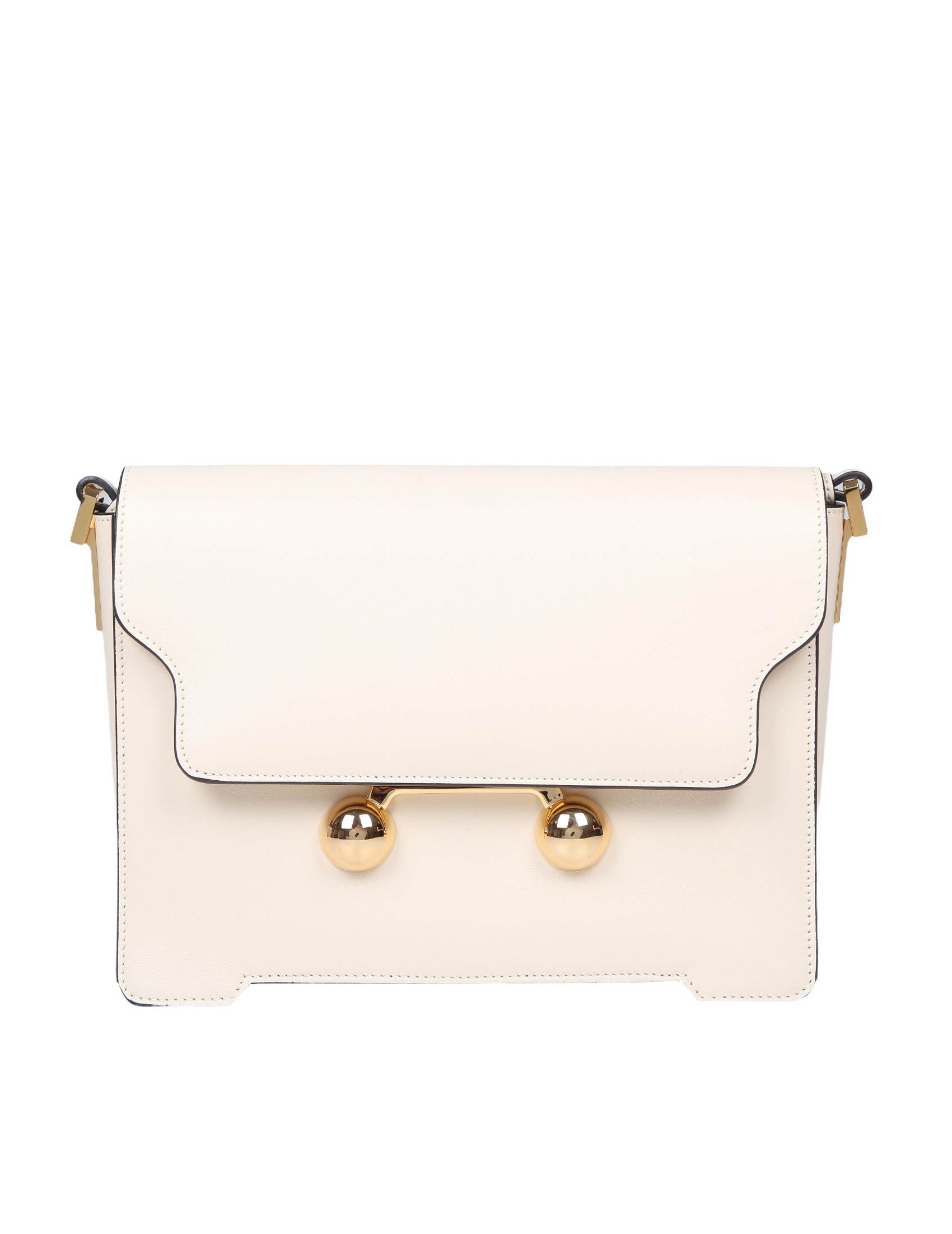 MARNI MEDIUM TRUNKAROON SHOULDER BAG IN MILK COLOR LEATHER