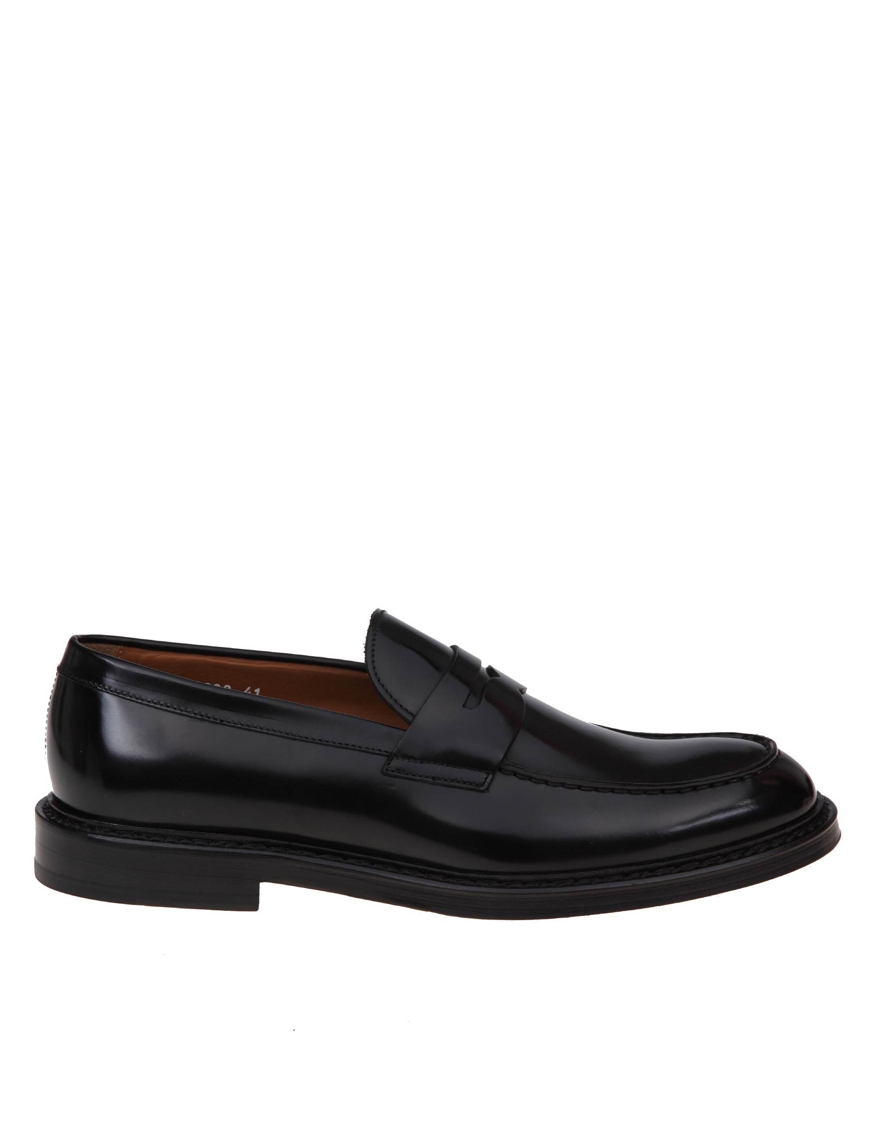 DOUCAL'S BLACK LEATHER LOAFERS