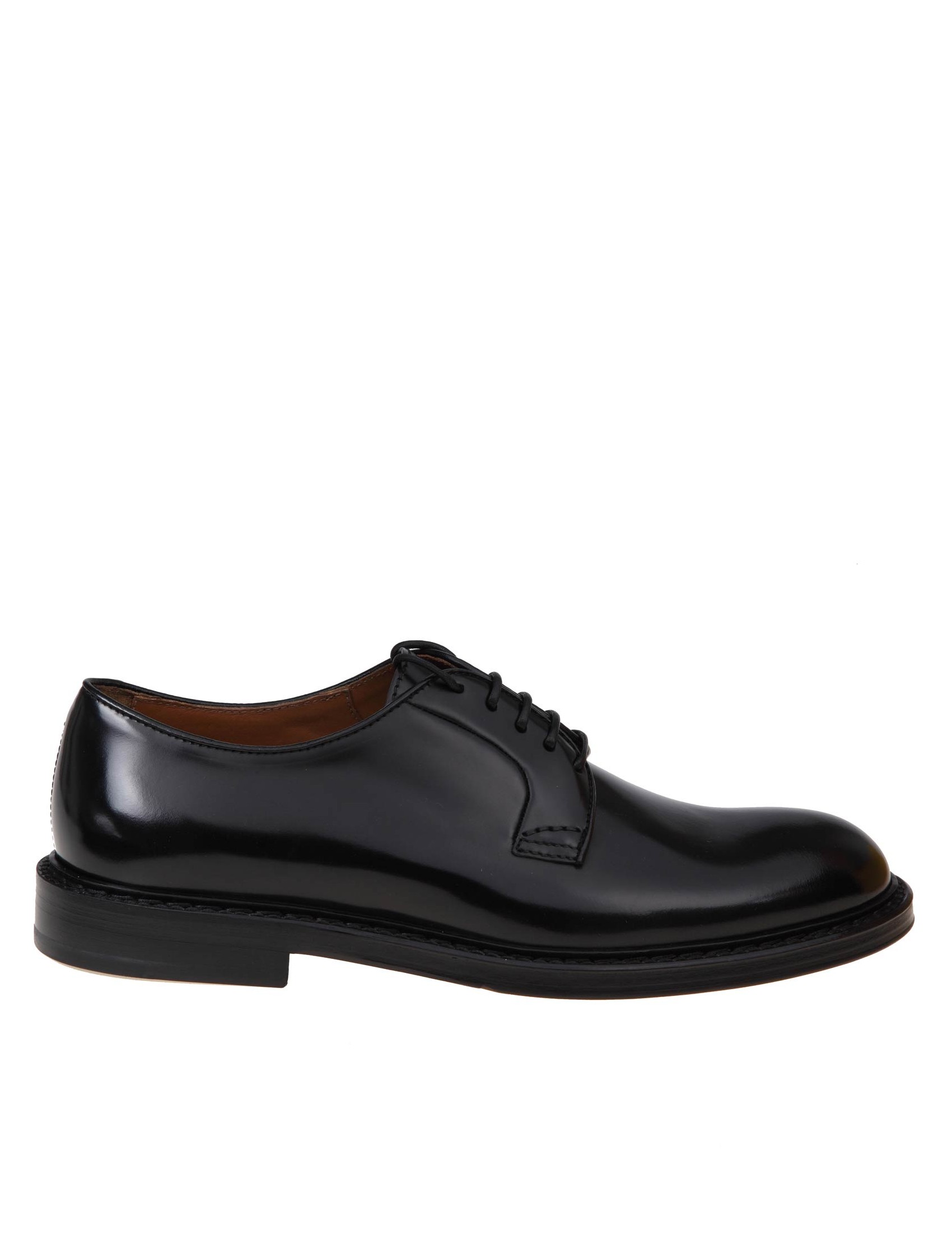 DOUCAL'S BLACK LEATHER DERBY SHOE