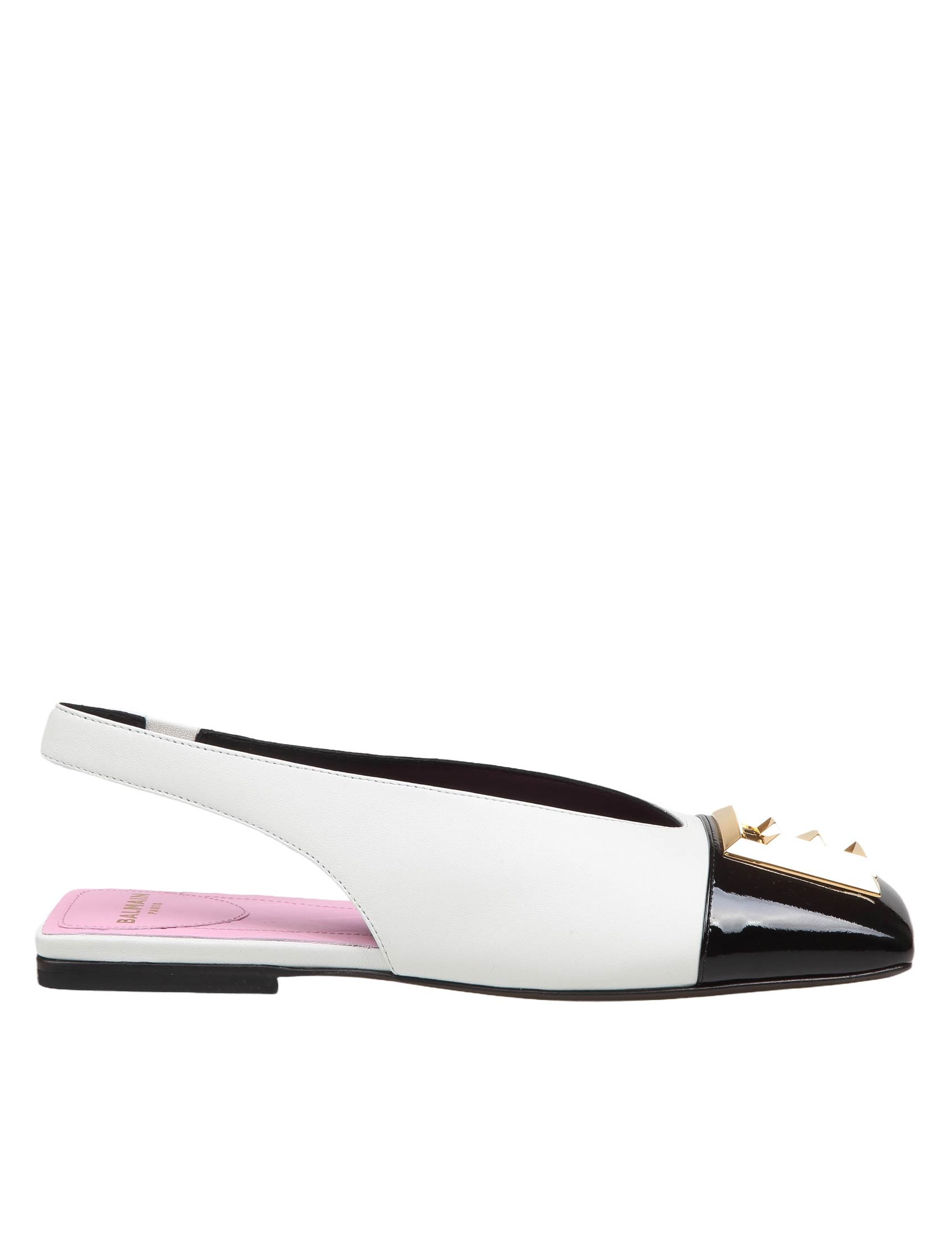 BALMAIN SLINGBACK FLAT EDEN IN PELLE BICOLORE