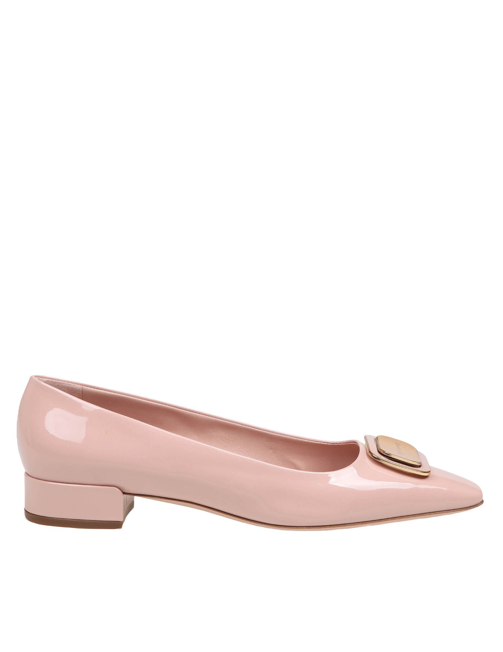 FERRAGAMO VENERA BALLERINA IN PINK PAINT LEATHER