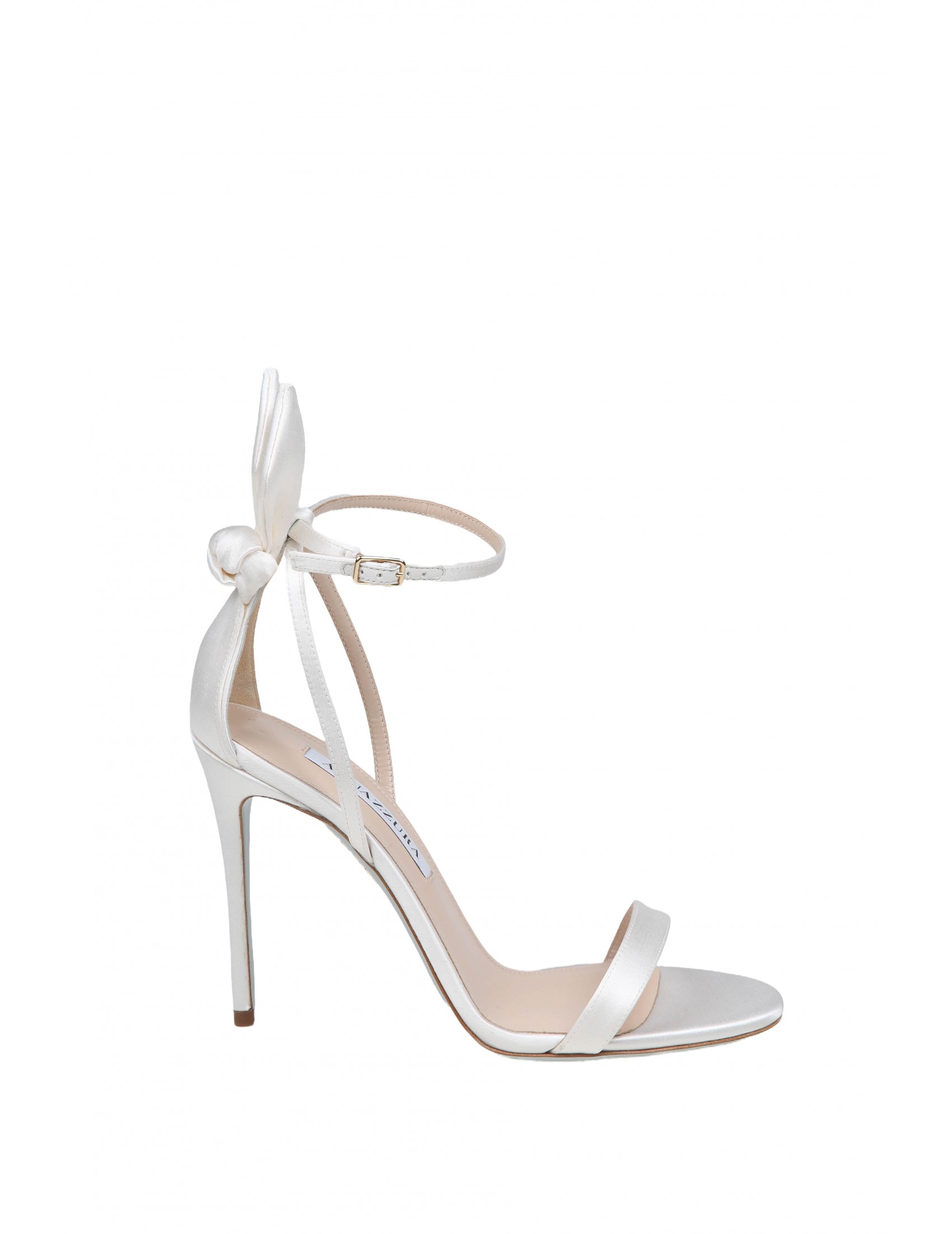 AQUAZZURRA BOW TIE SANDAL 105 IN WHITE SATIN