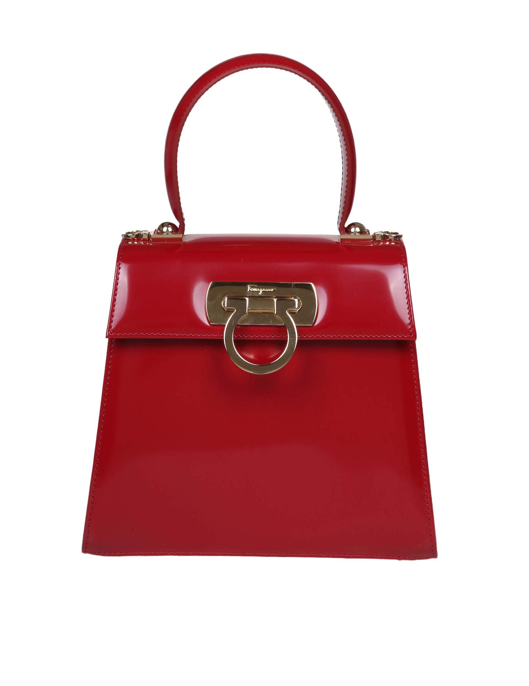 FERRAGAMO BORSA TOP HANDLE S IN VITELLO COLORE ROSSO