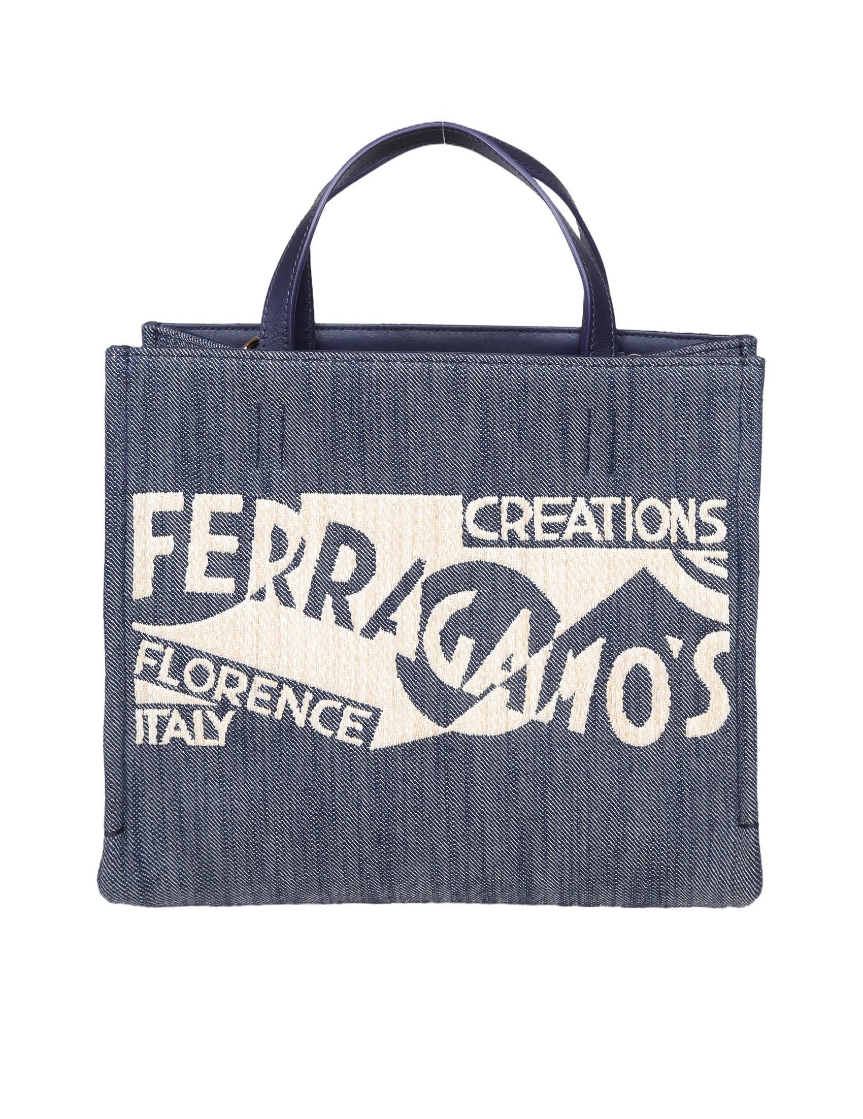 FERRAGAMO TOTE BAG (S) IN DENIM WITH LOGO