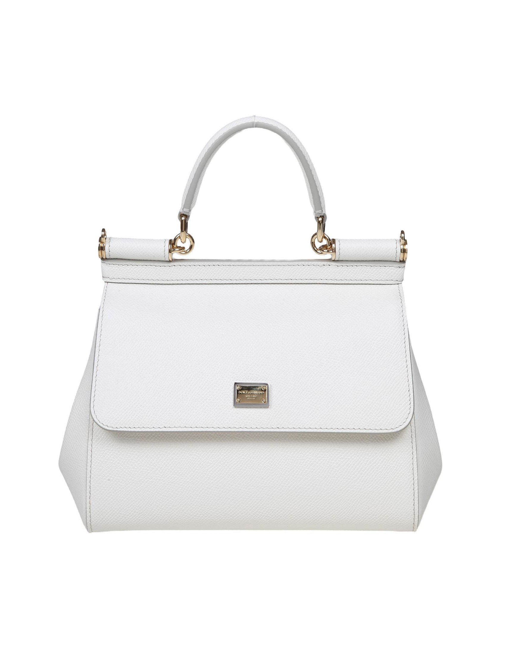 DOLCE & GABBANA BORSA SICILY PICCOLA IN PELLE DAUPHINE COLORE BIANCO