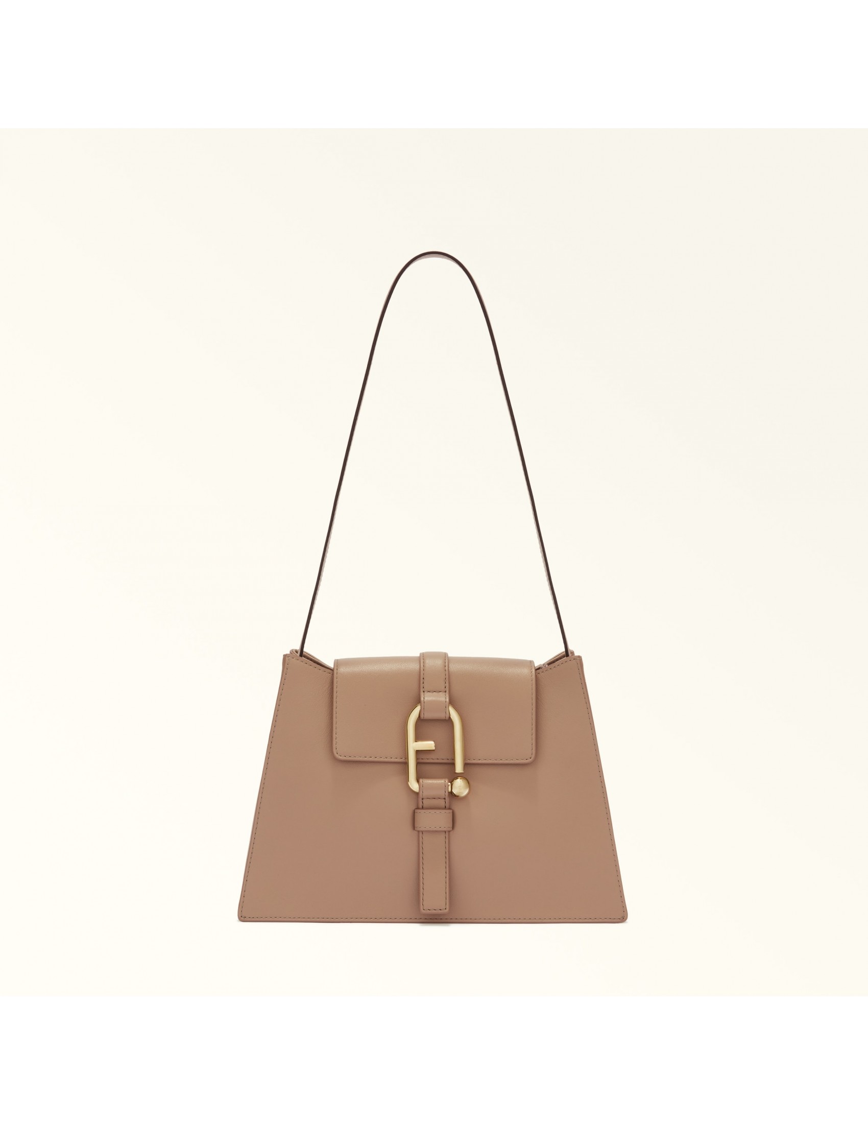 FURLA NUVOLA S SHOULDER BAG IN GREIGE LEATHER