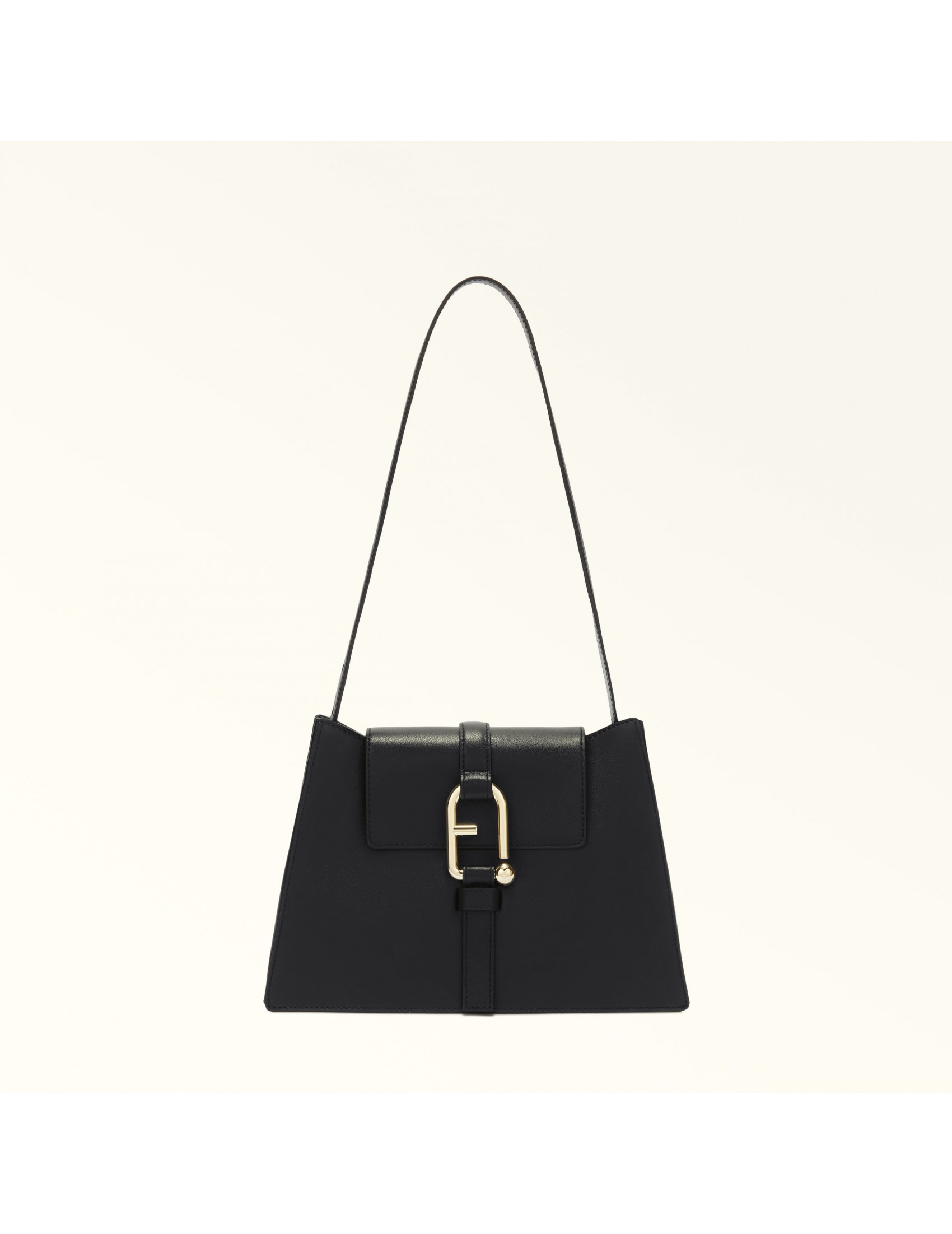 FURLA NUVOLA S SHOULDER BAG IN BLACK LEATHER