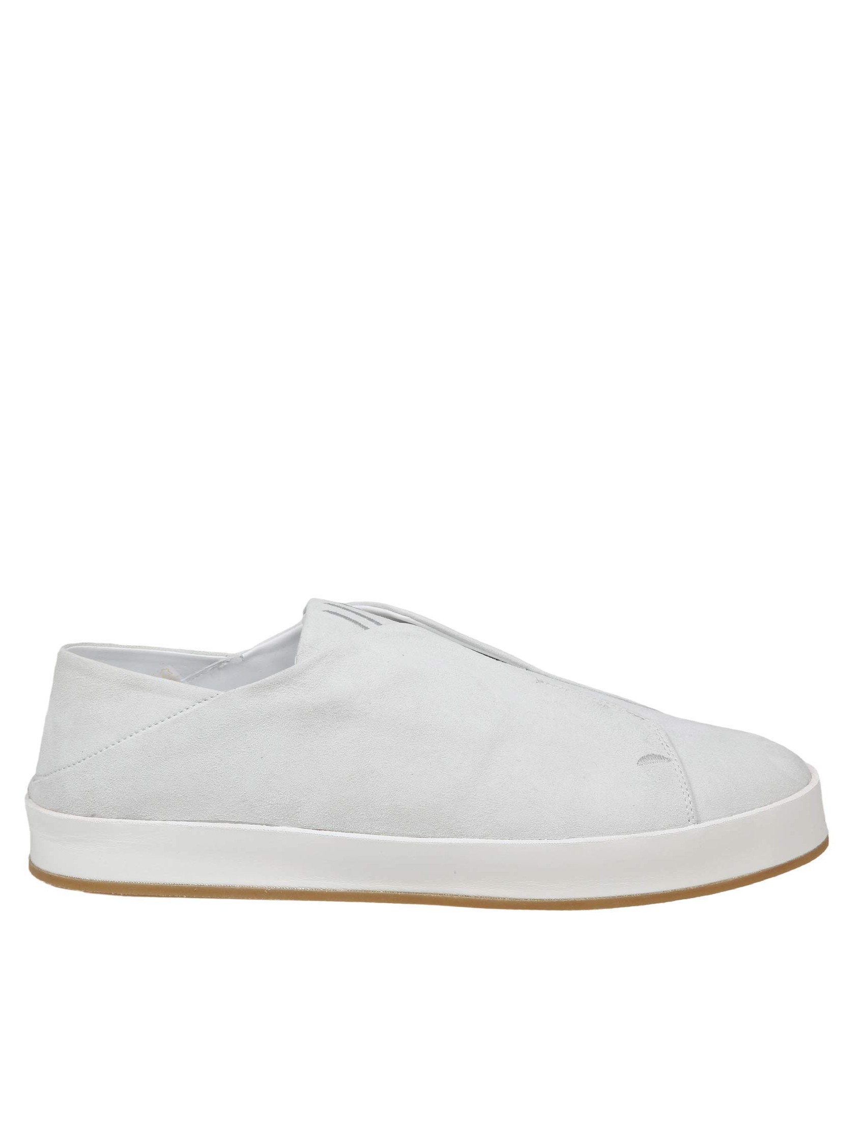 MARCO CASTELLI SLIP ON SNEAKERS IN WHITE SUEDE