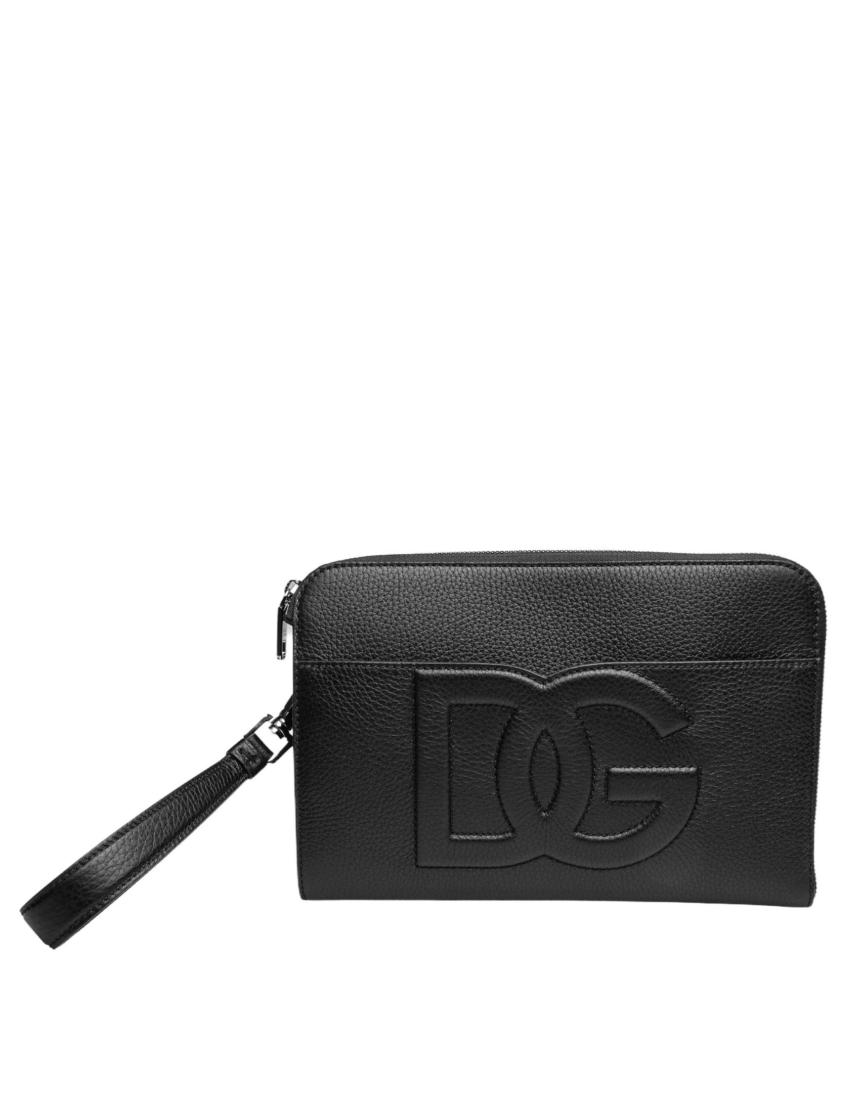 DOLCE & GABBANA BLACK DEER LEATHER CLUTCH