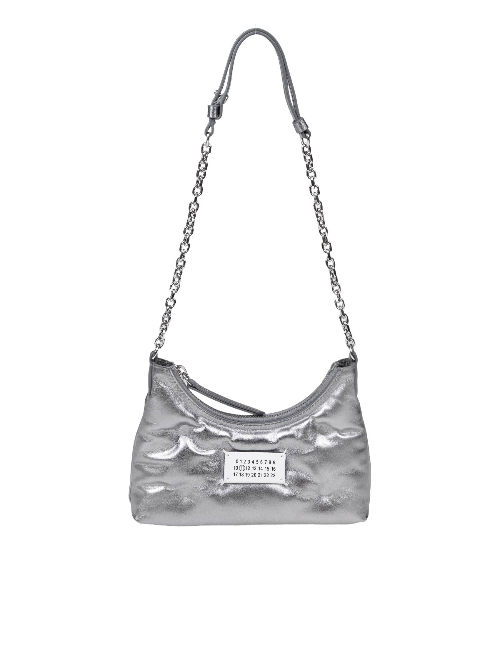 MAISON MARGIELA MICRO BAG GLAM SAM IN PELLE METALLIZZATA COLORE GRIGIO