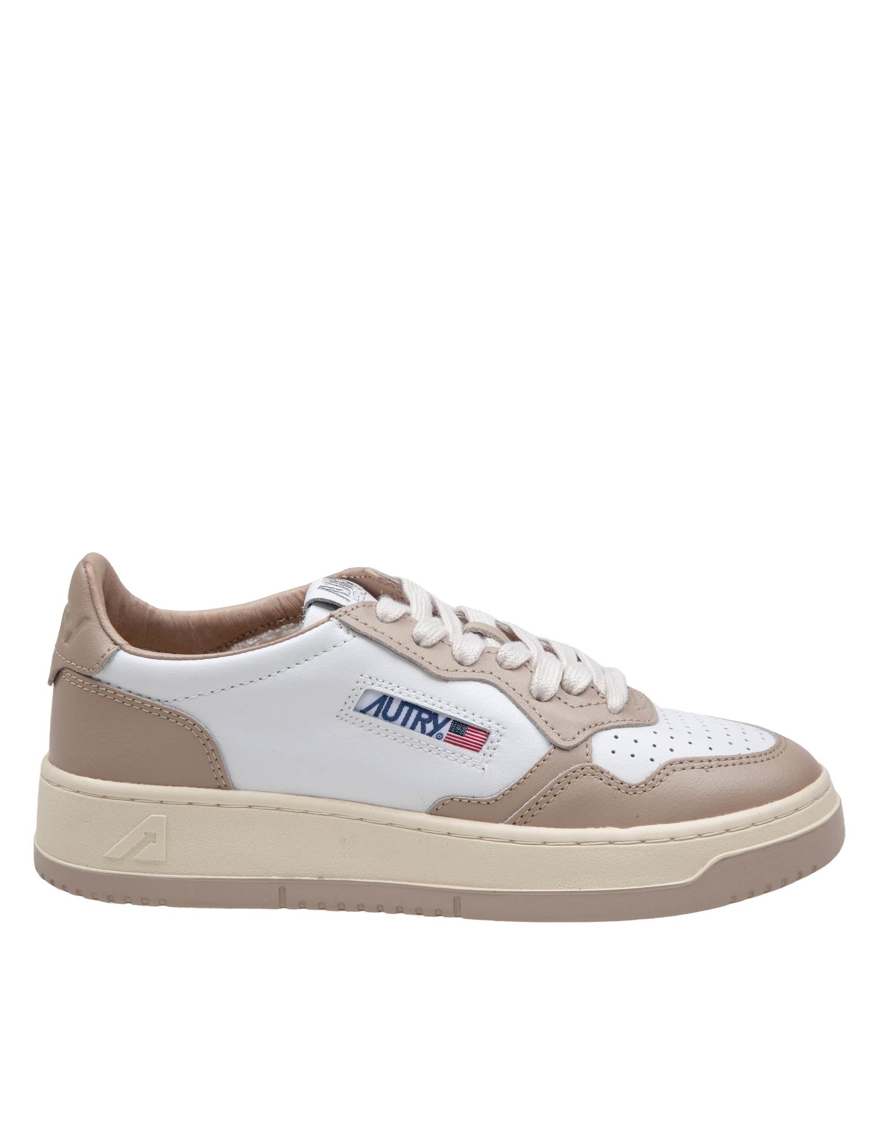 AUTRY MEDALIST SNEAKERS IN WHITE/BEIGE LEATHER