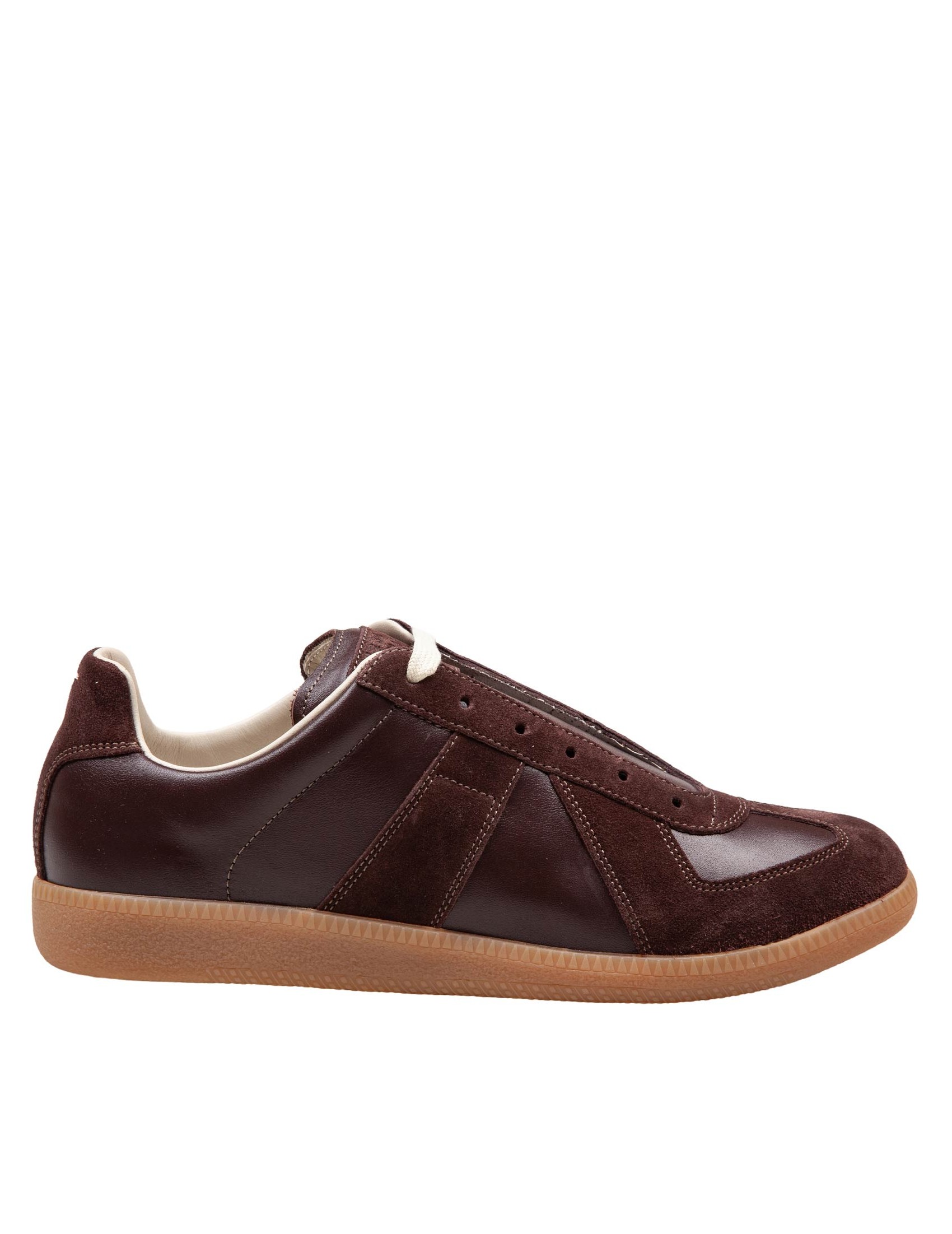 MAISON MARGIELA REPLICA SNEAKERS IN BROWN LEATHER AND SUEDE