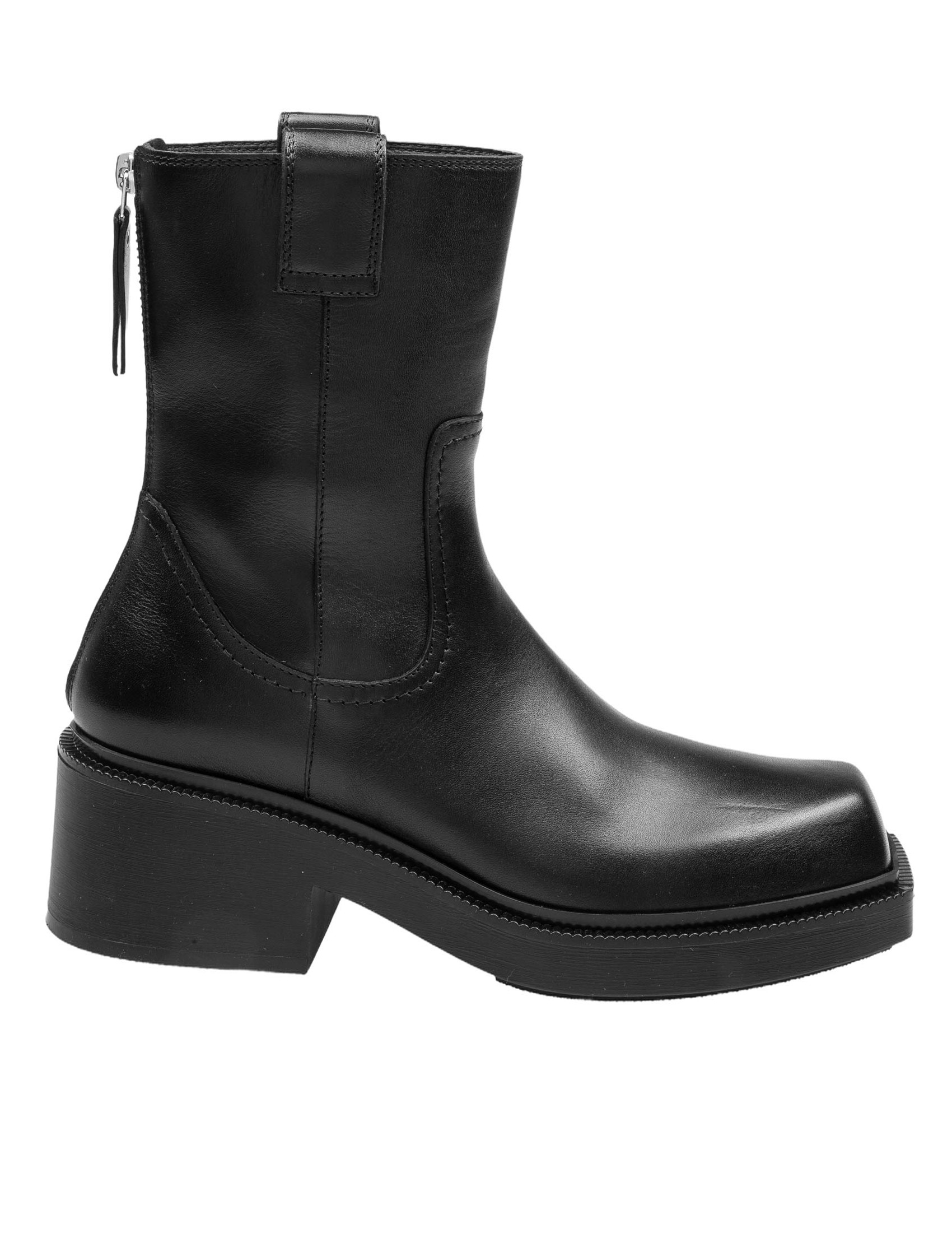 VIC MATIE' BLACK LEATHER ANKLE BOOT