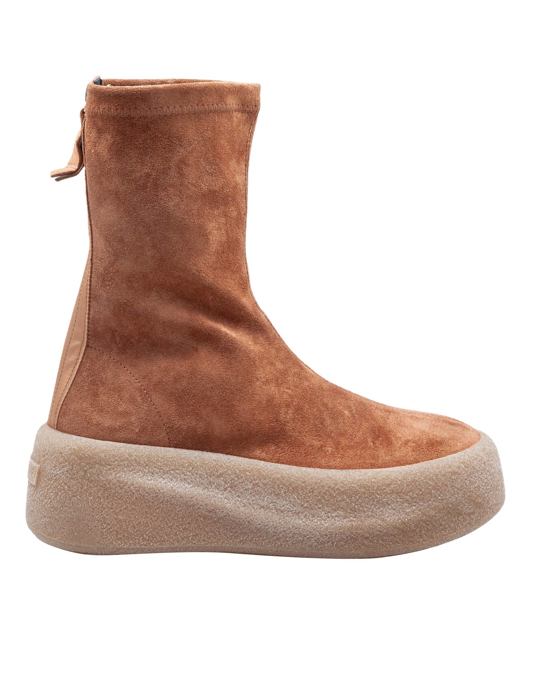 VIC MATIE CREEPY ANKLE BOOTS IN TOBACCO COLORED STRETCH CRUST