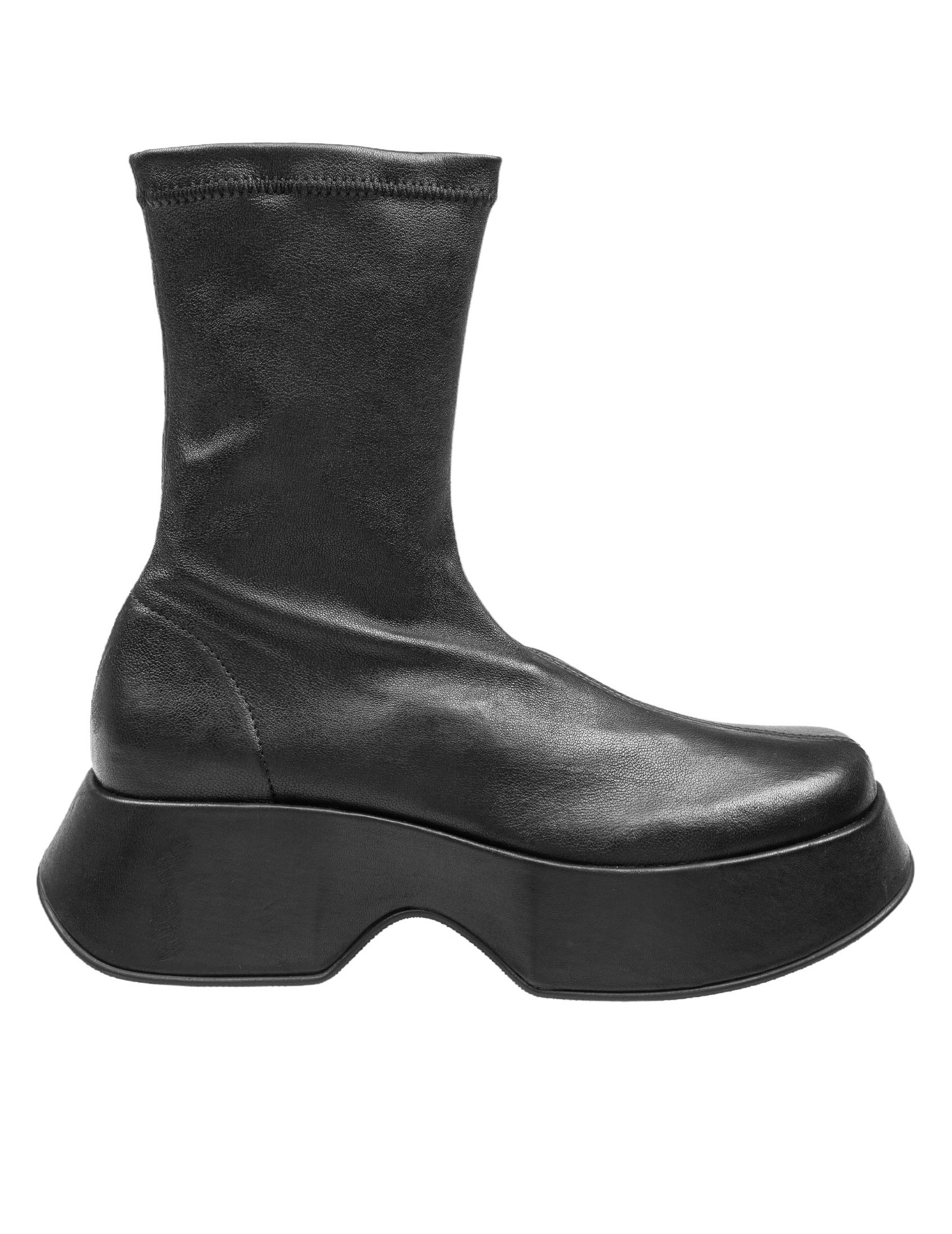 VIC MATIE' PULP ANKLE BOOTS IN BLACK STRETCH LEATHER