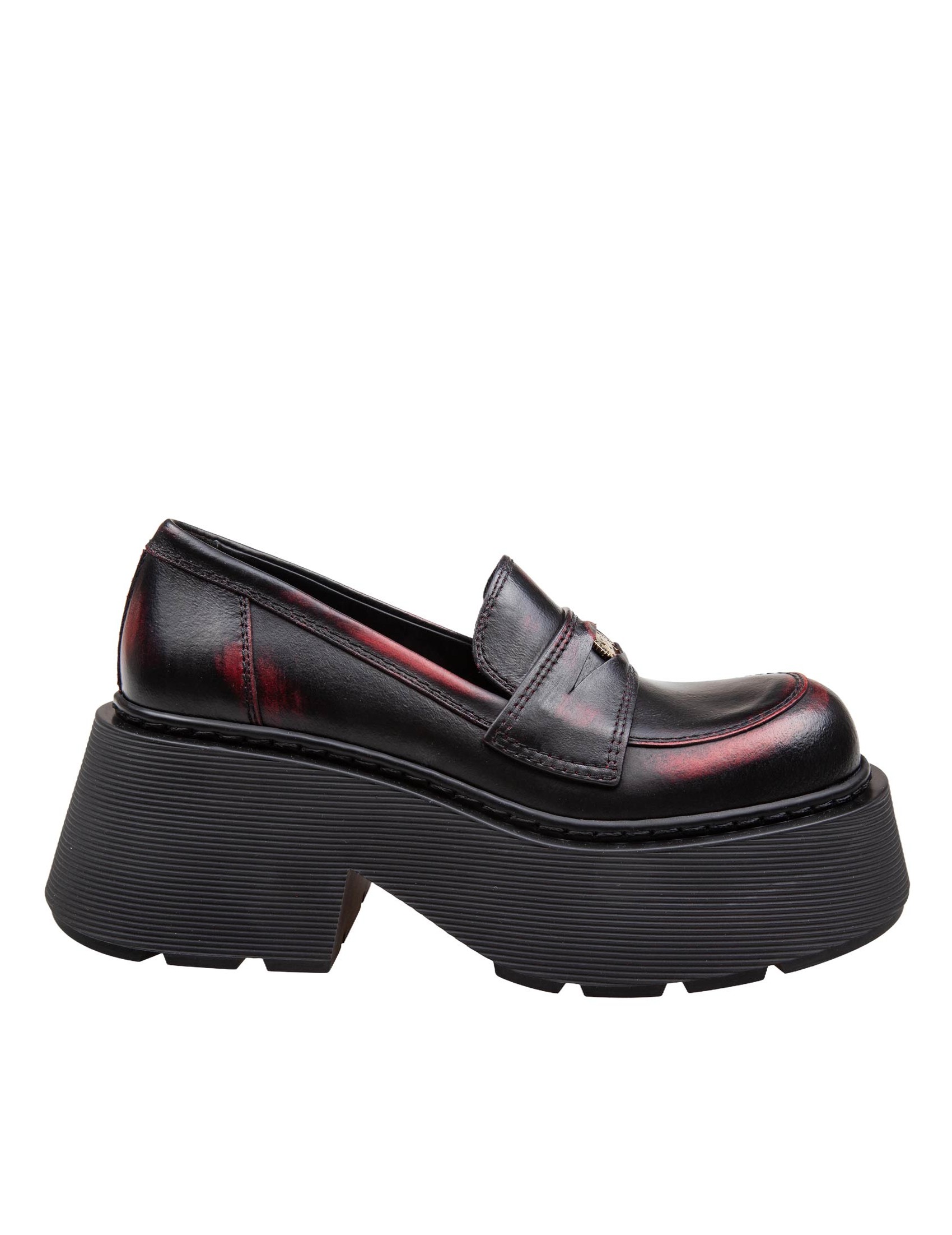 VIC MATIE' JOY LOAFERS IN DARK RED LEATHER