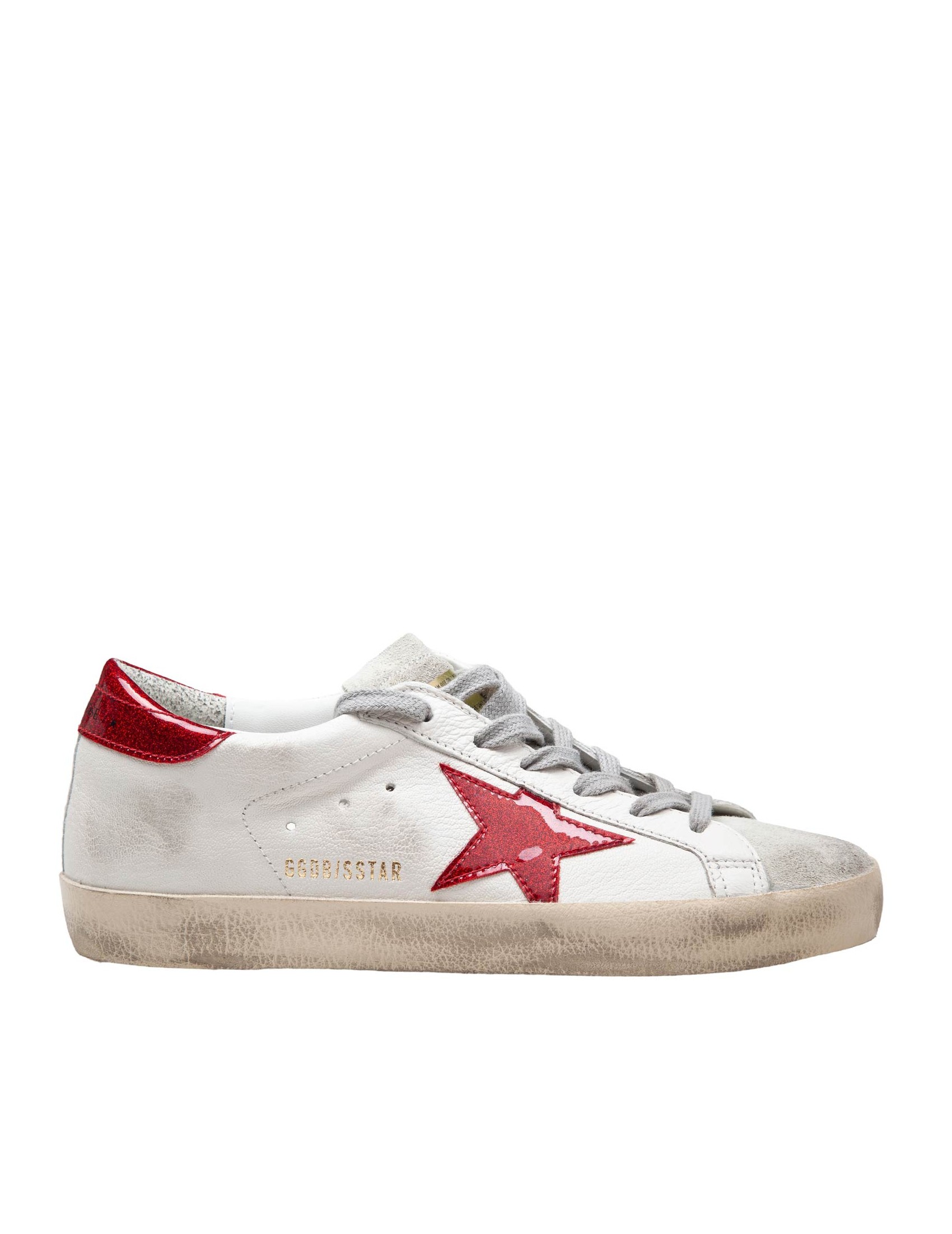 GOLDEN GOOSE SUPER STAR IN PELLE COLORE BIANCO E ROSSO