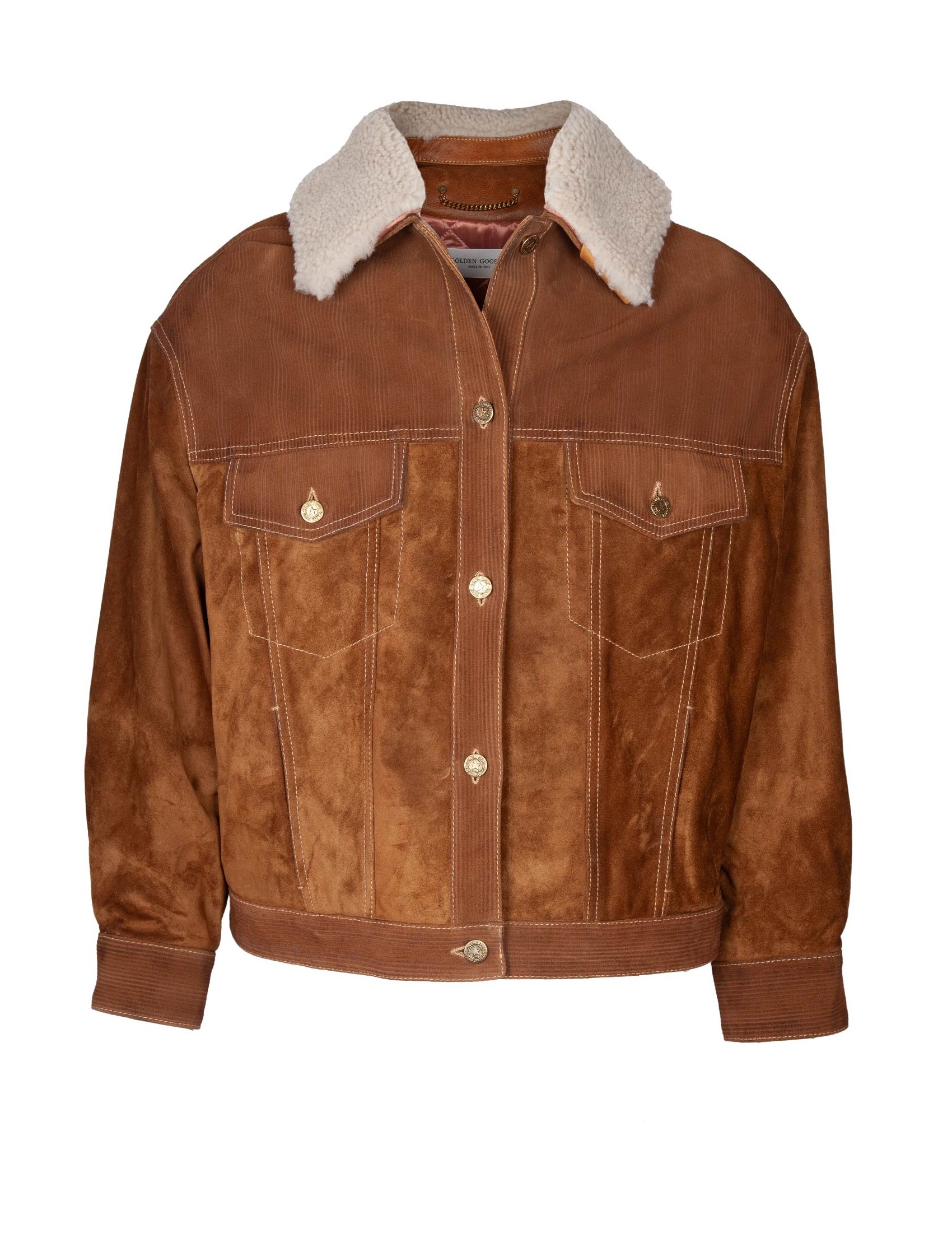 GOLDEN GOOSE SPLIT JACKET WITH SHEARLING COLLAR