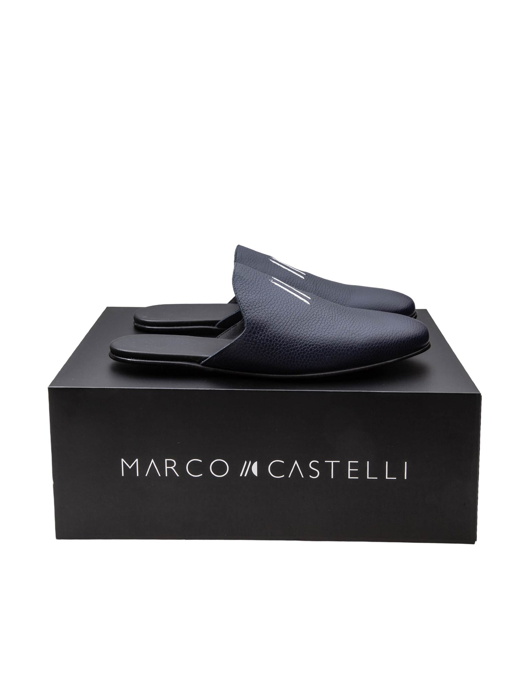 MARCO CASTELLI BLUE LEATHER SLIPPER