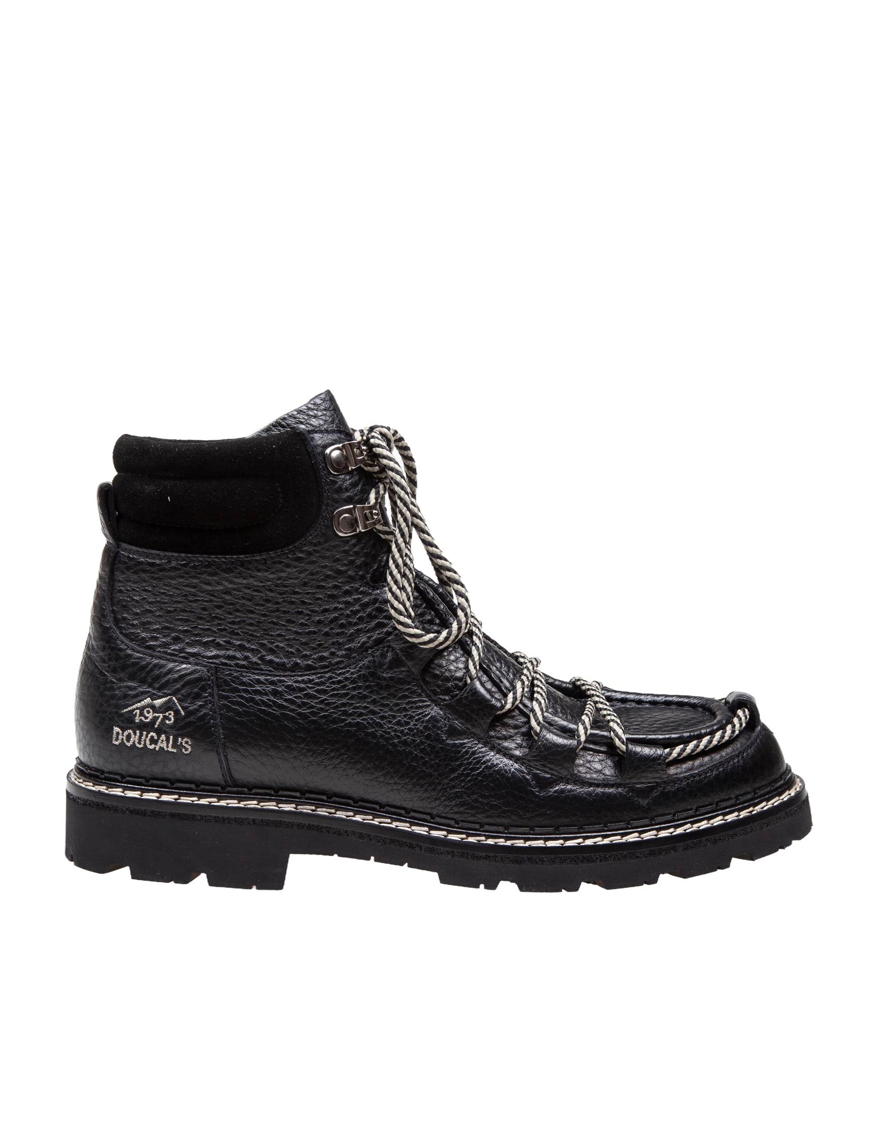 DOUCAL'S ARCTIC ANKLE BOOT IN BLACK HAMMERED LEATHER