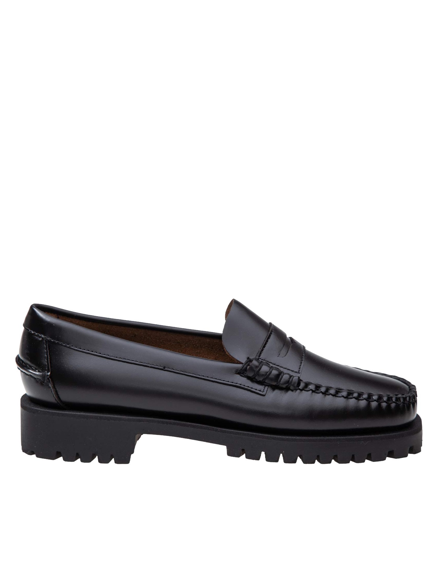 SEBAGO DAN LUG LOAFERS IN BLACK LEATHER