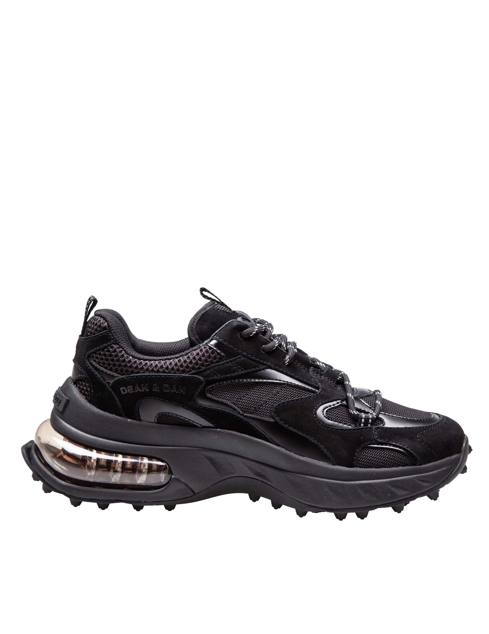 DSQUARED2 BUBBLE SNEAKERS IN BLACK LEATHER AND FABRIC