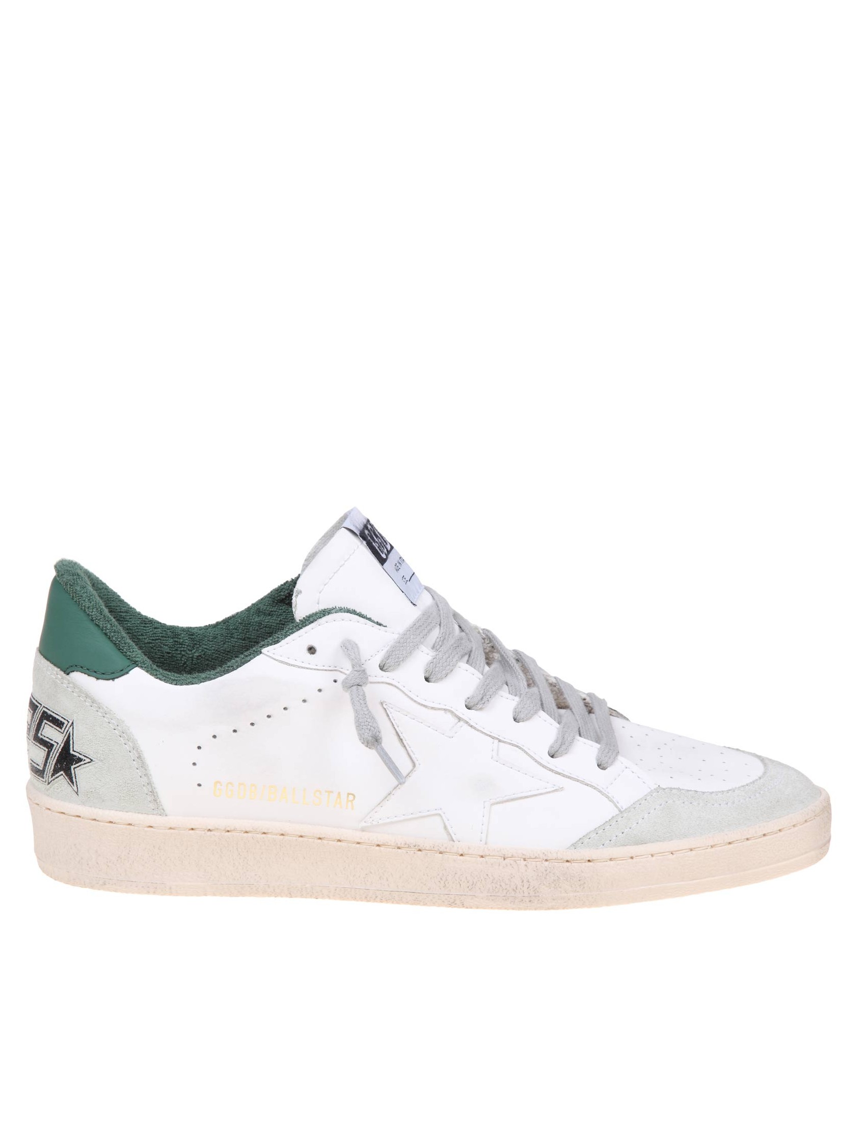 GOLDEN GOOSE BALLSTAR SNEAKERS IN PELLE COLORE BIANCO E VERDE