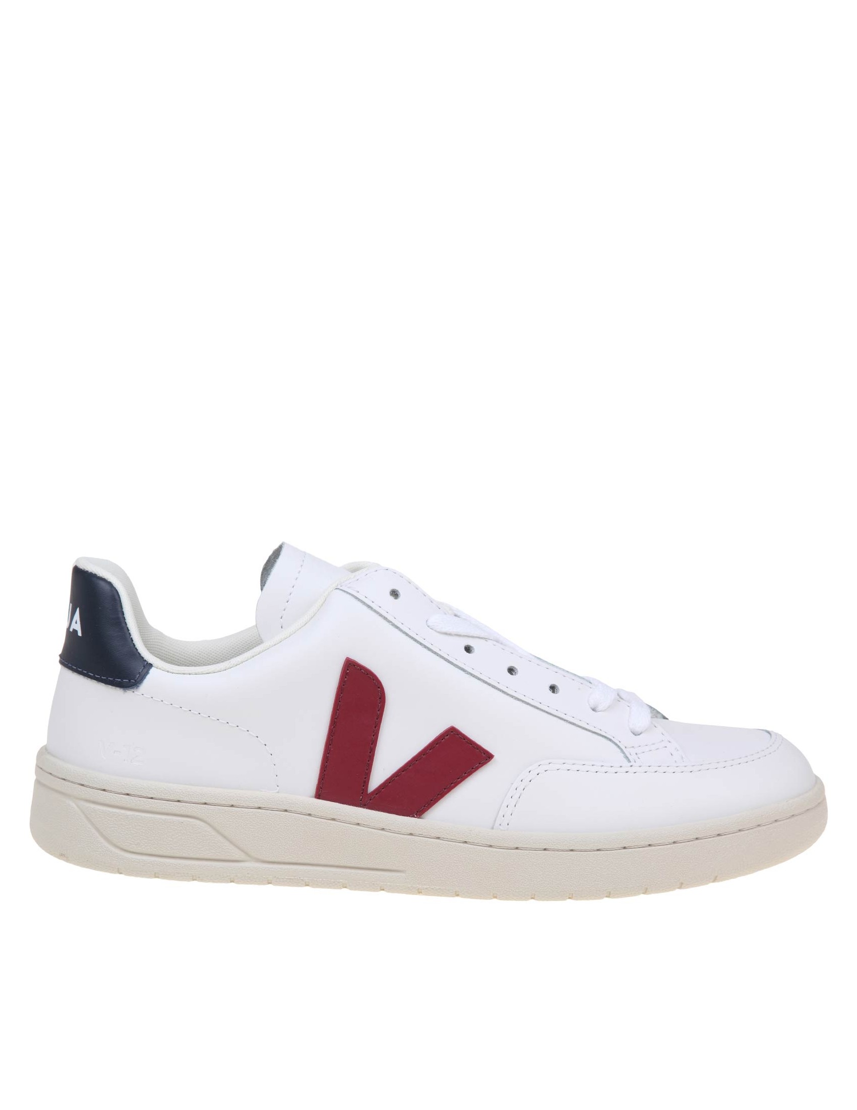 VEJA SNEAKERS V 12 IN PELLE COLORE BIANCO/MARSALA