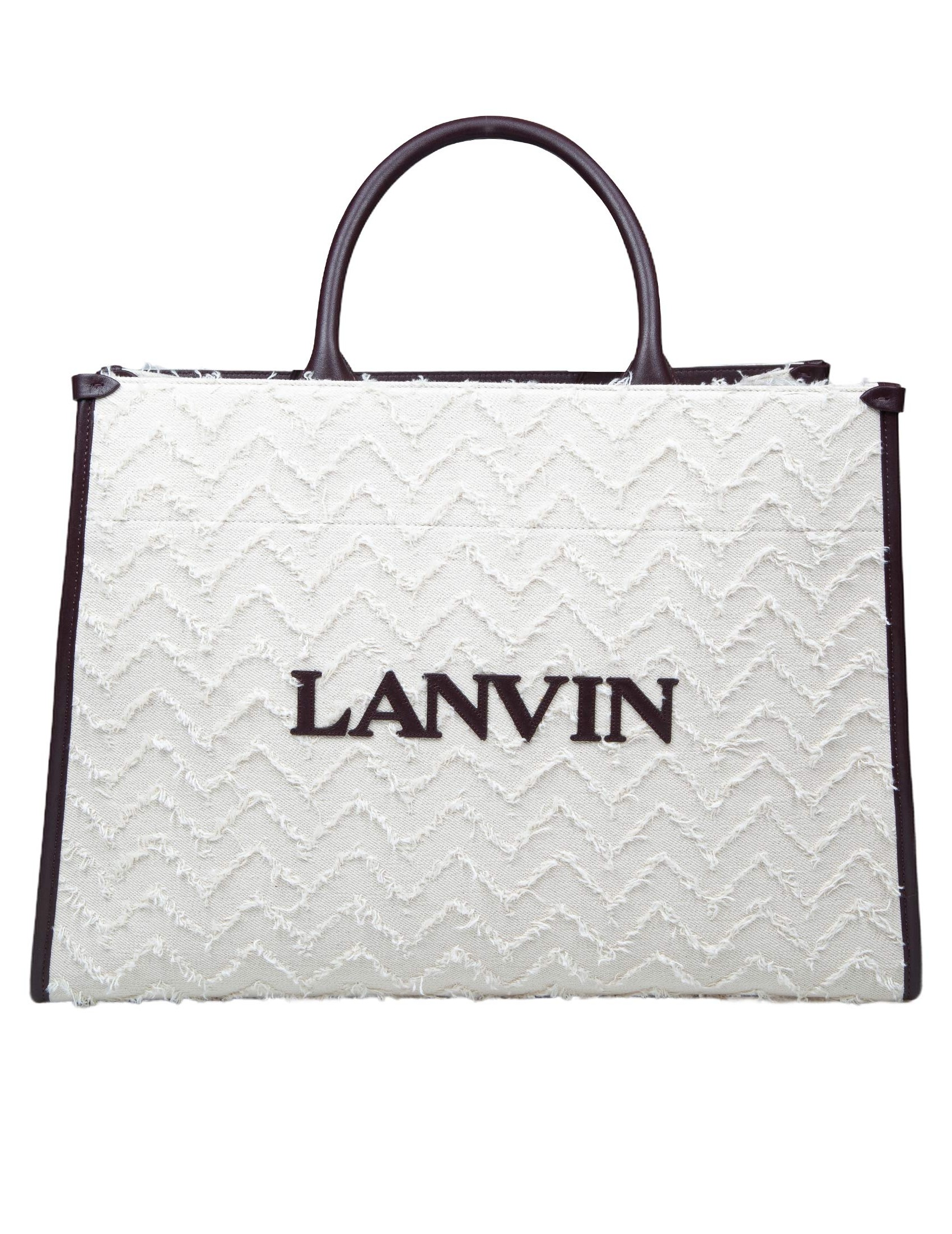 LANVIN MM TOTE BAG IN FABRIC WITH HERRINGBONE PATTERN