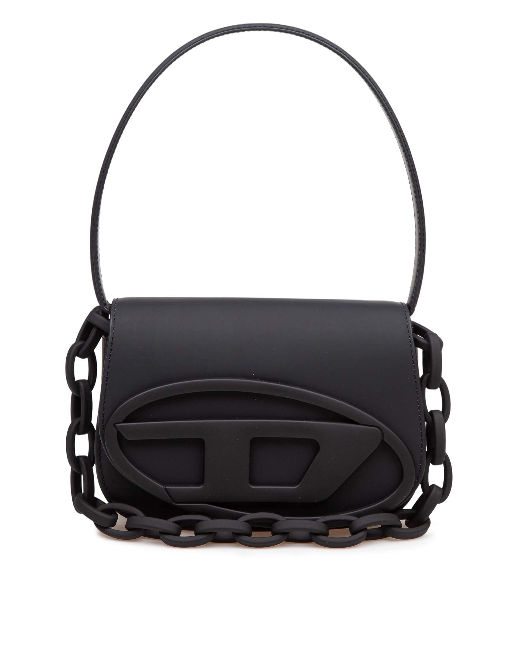 DIESEL 1DR SHOULDER BAG IN MATTE BLACK LEATHER