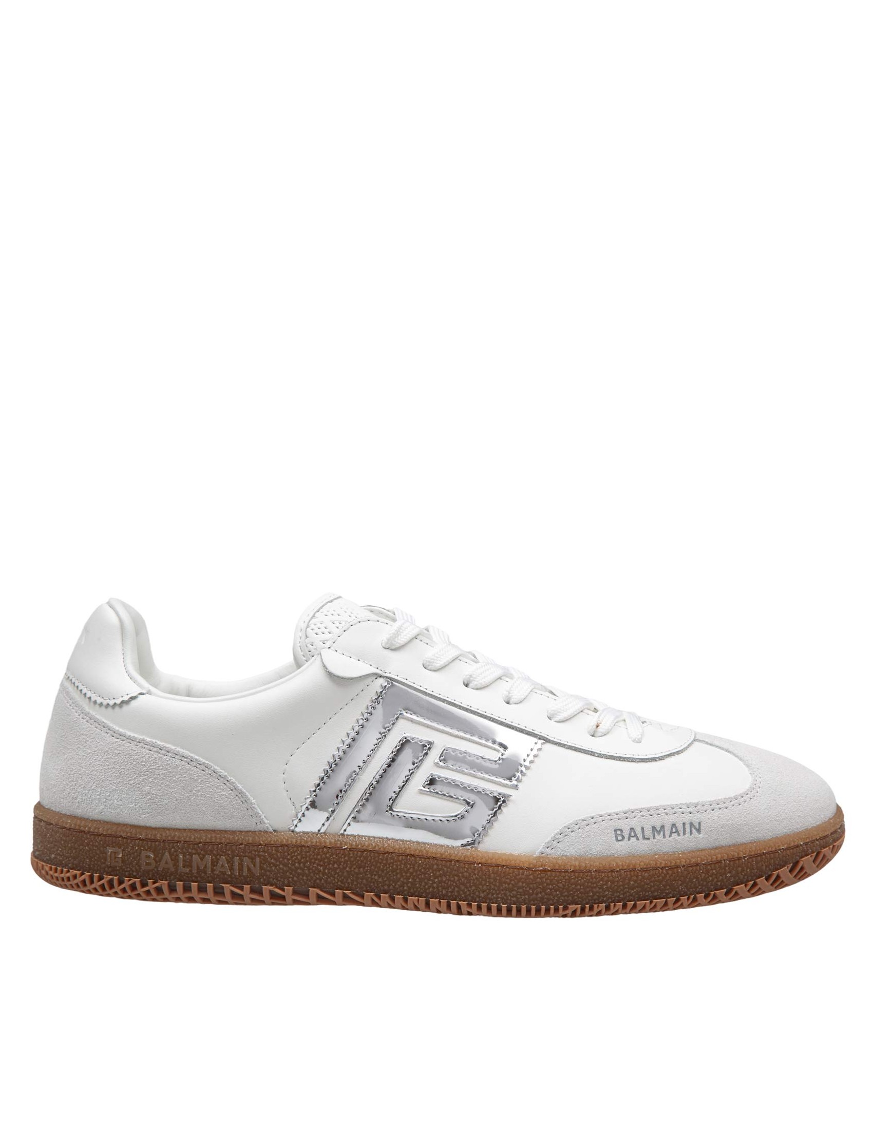 BALMAIN SNEAKERS SWAN IN PELLE CON LOGO SPECCHIATO