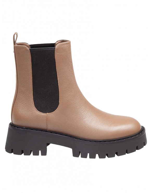 MICHAEL KORS ASHER FLAT LEATHER ANKLE BOOTS COLOR LIGHT BROWN