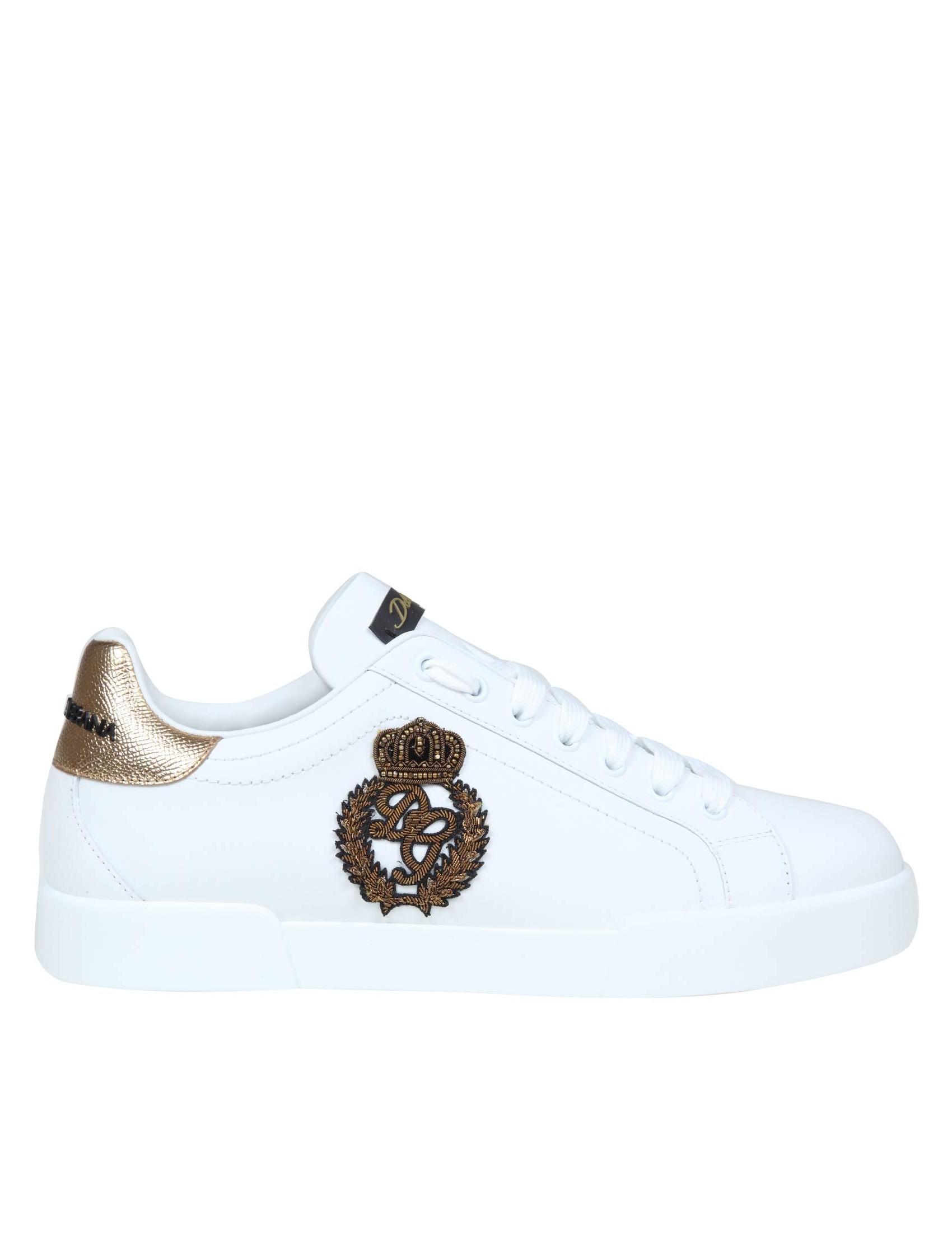 DOLCE & GABBANA SNEAKERS PORTOFINO IN PELLE CON LOGO CORONA LATERALE