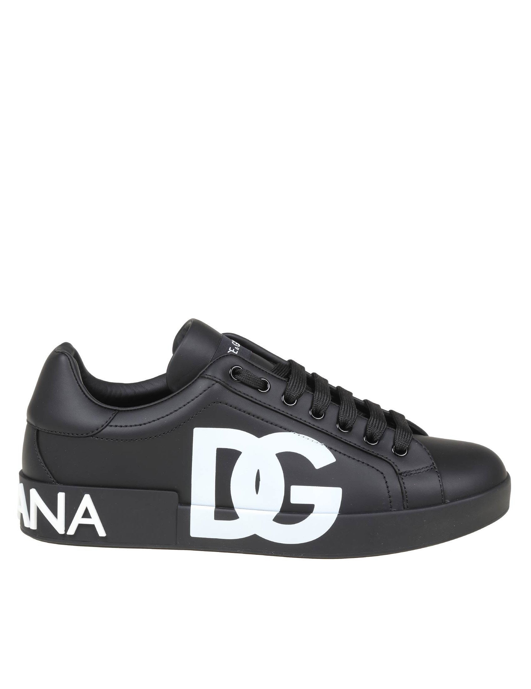 DOLCE & GABBANA PORTOFINO SNEAKERS IN BLACK LEATHER