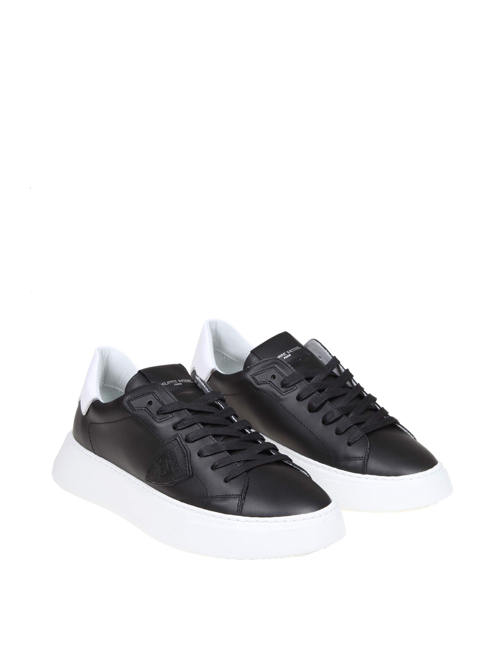 PHILIPPE MODEL SNEAKERS TEMPLE IN PELLE COLORE NERO