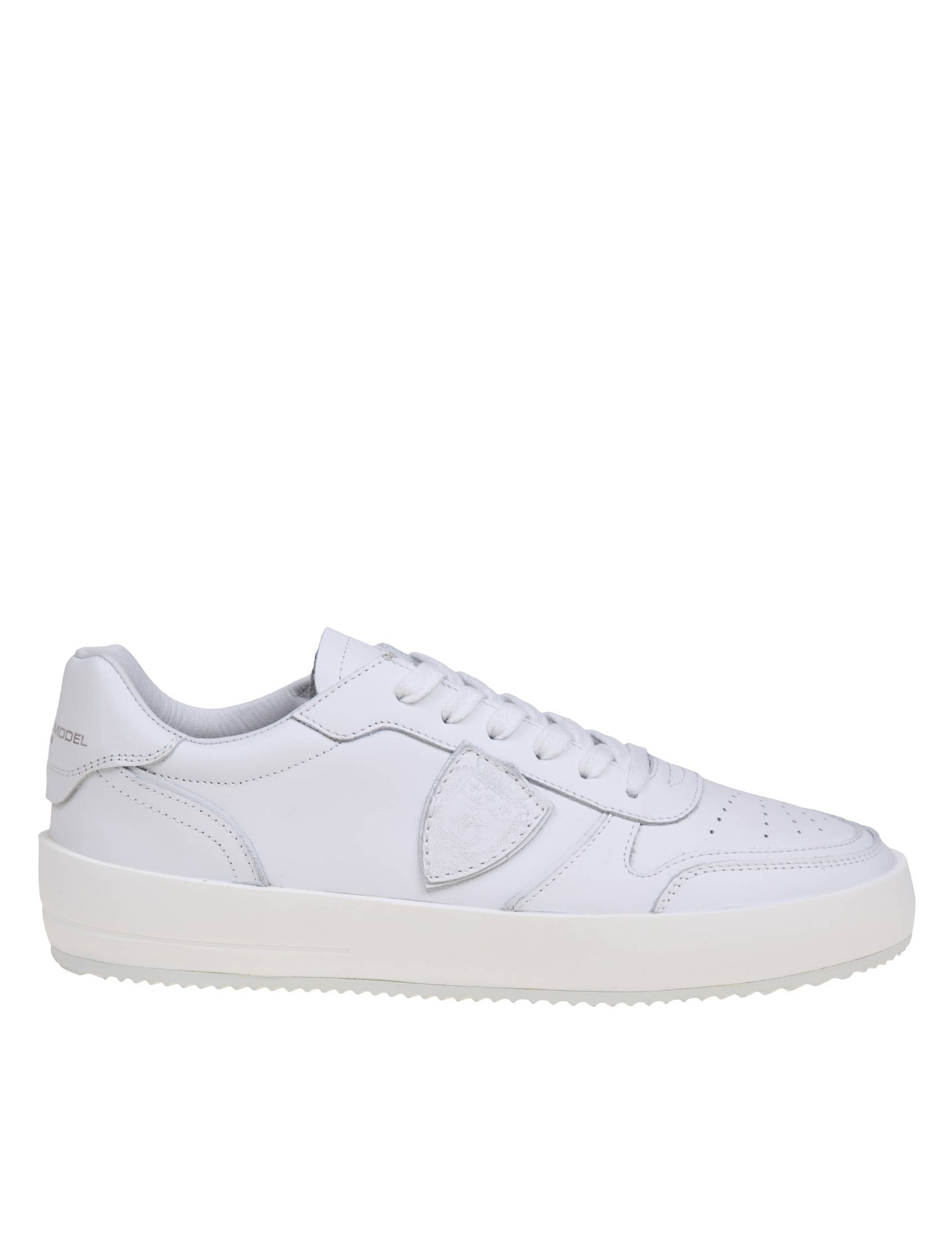 PHILIPPE MODEL NICE LOW SNEAKERS IN PELLE COLORE BIANCO