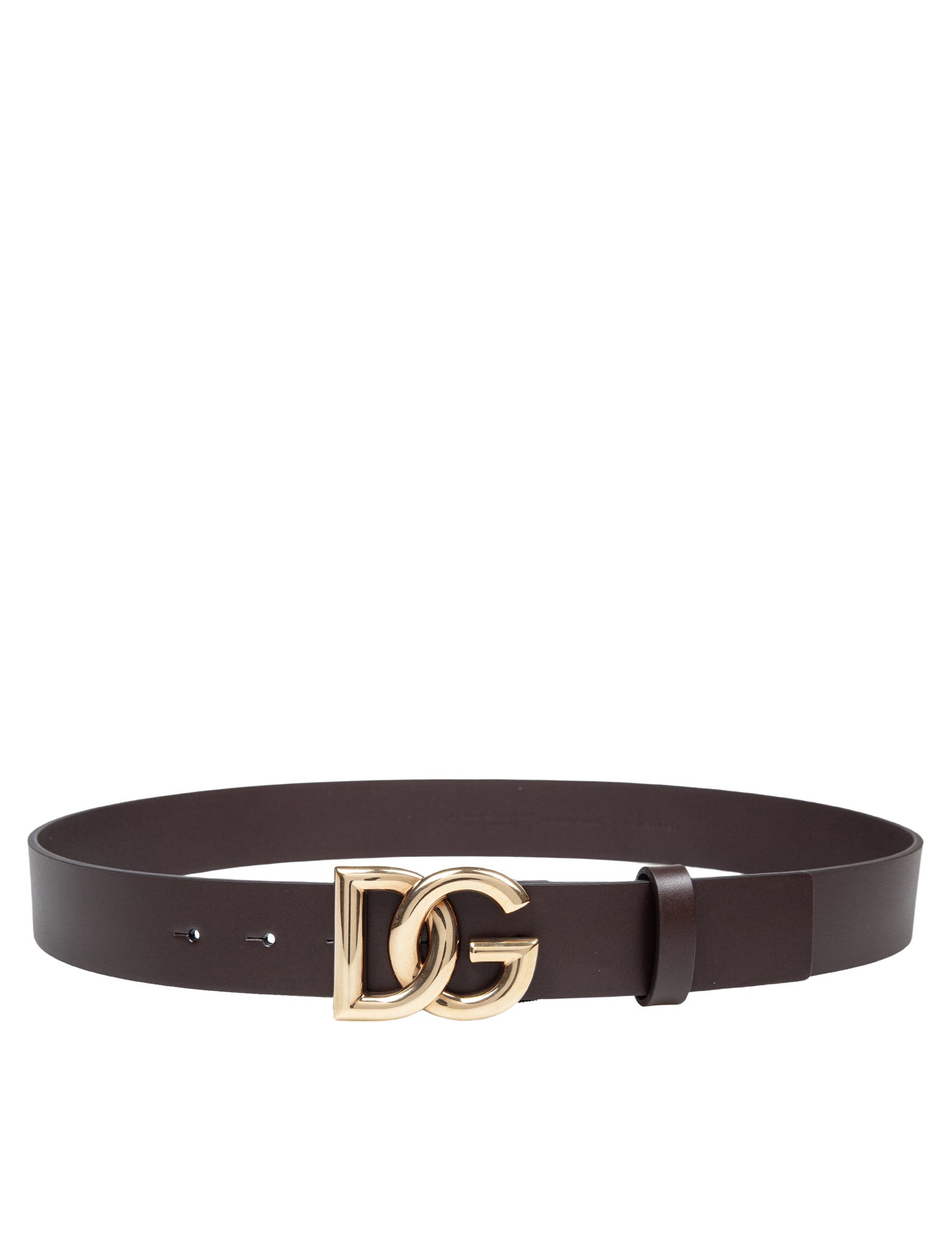 DOLCE & GABBANA CALFSKIN BELT WITH CROSSED DG LOGO IN METAL