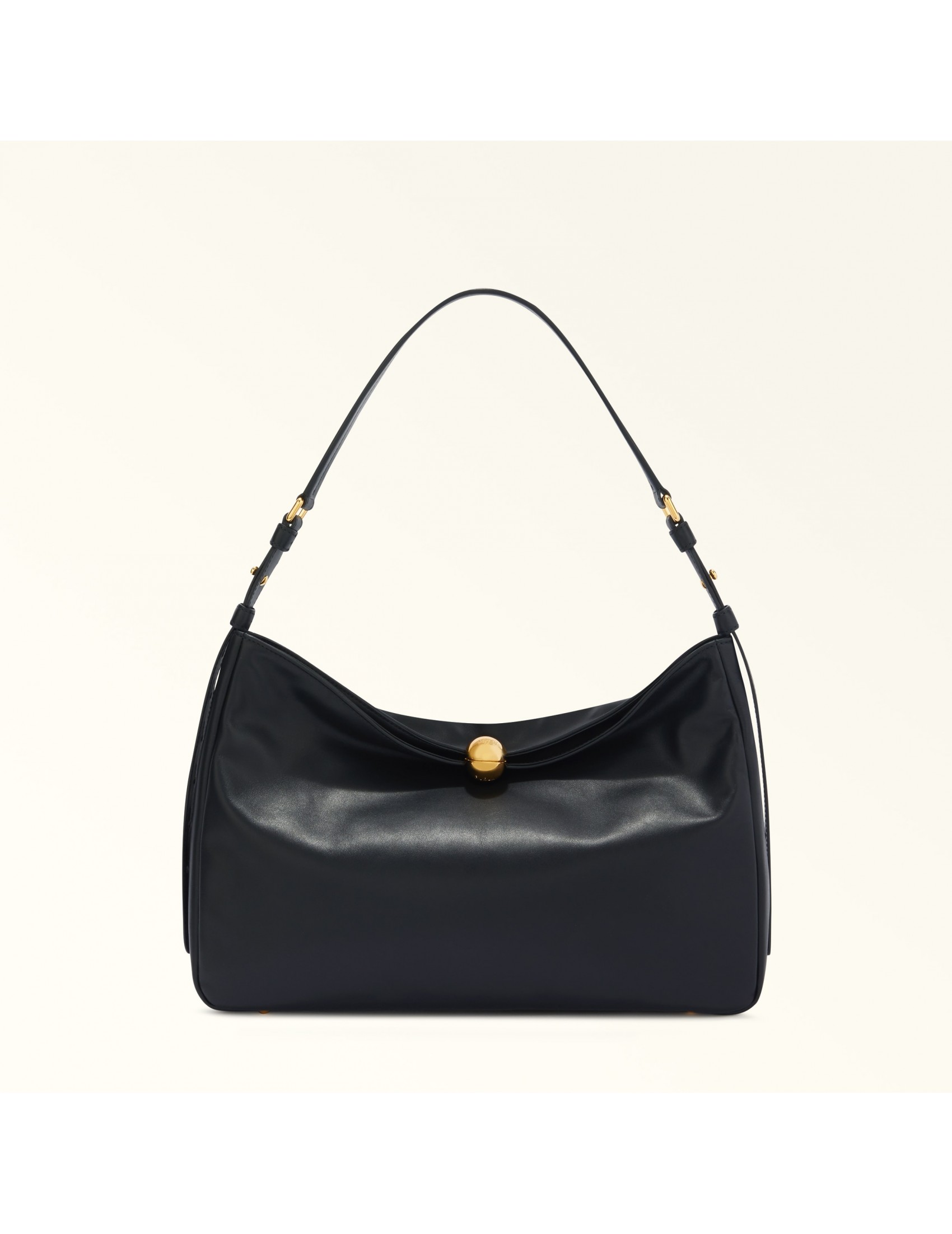 FURLA SFERA SOFT L SHOULDER BAG IN BLACK LEATHER